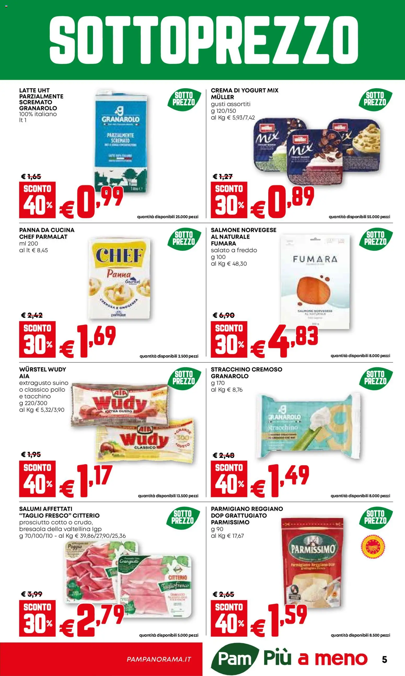 Volantino PAM del 26.02.2026 | Pagina: 5 | Prodotti: Suino, Latte, Prosciutto, Parmigiano