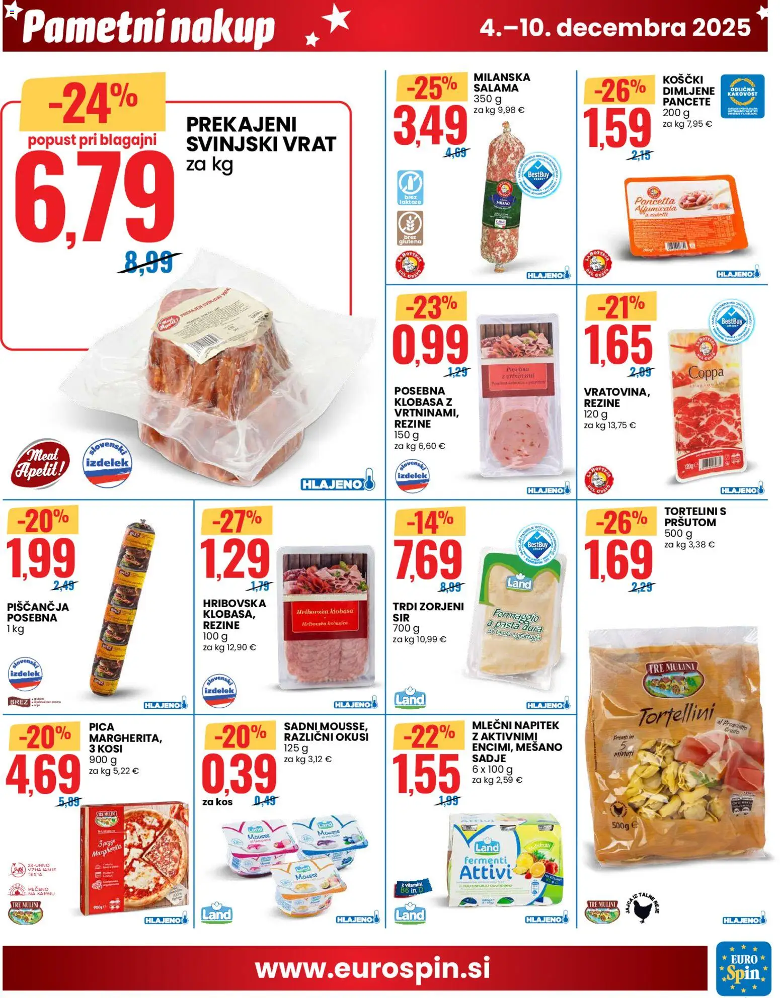 Novi Eurospin katalog ponudbe – veljaven od 04.12.2025 | Stran: 5 | Izdelki: Sir, Salama, Pica, Sadje