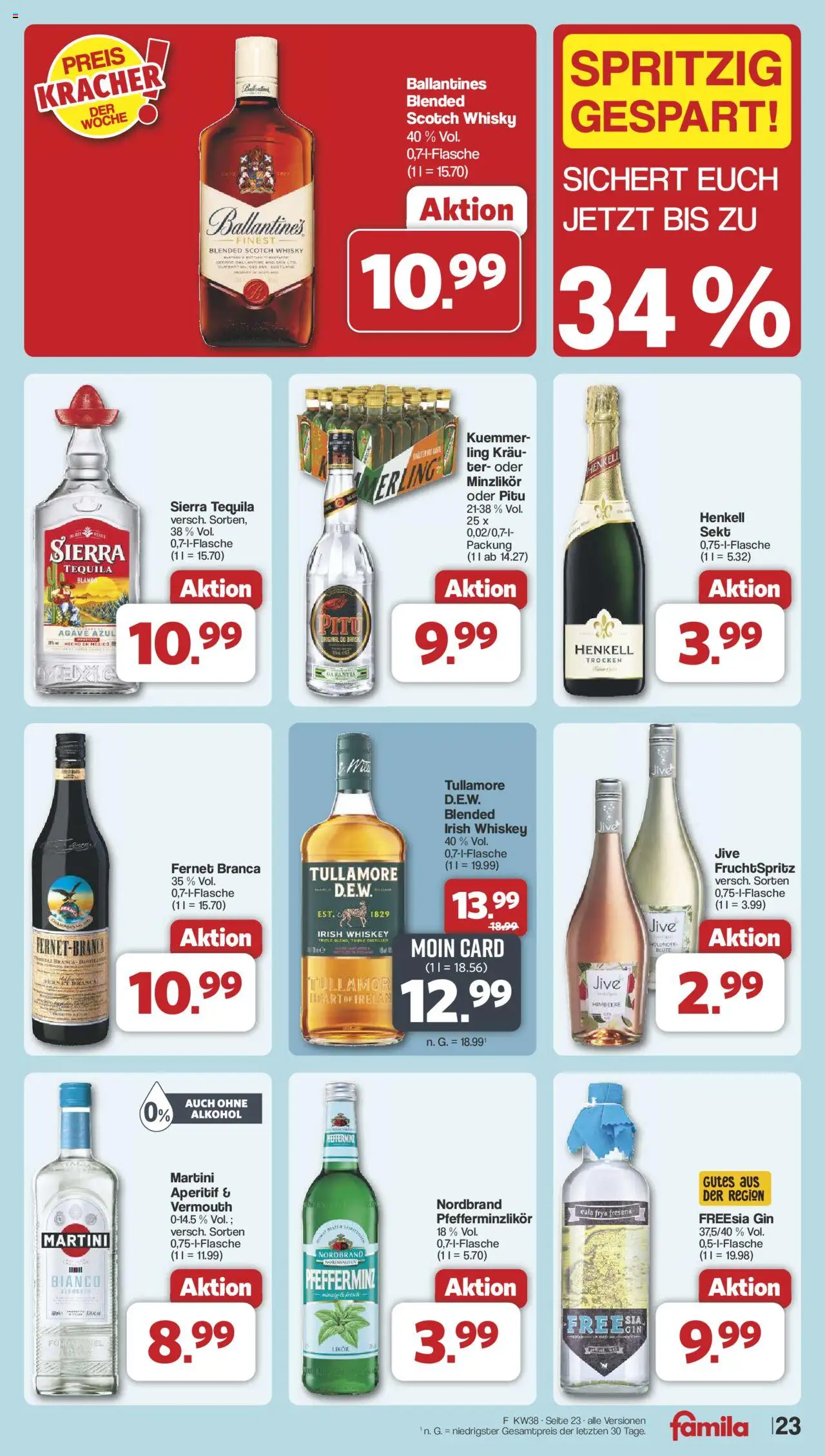 Famila Nordwest Prospekt 	 – gültig ab 15.09.2025 | Seite: 25 | Produkte: Sekt, Likör, Whiskey, Fernet branca