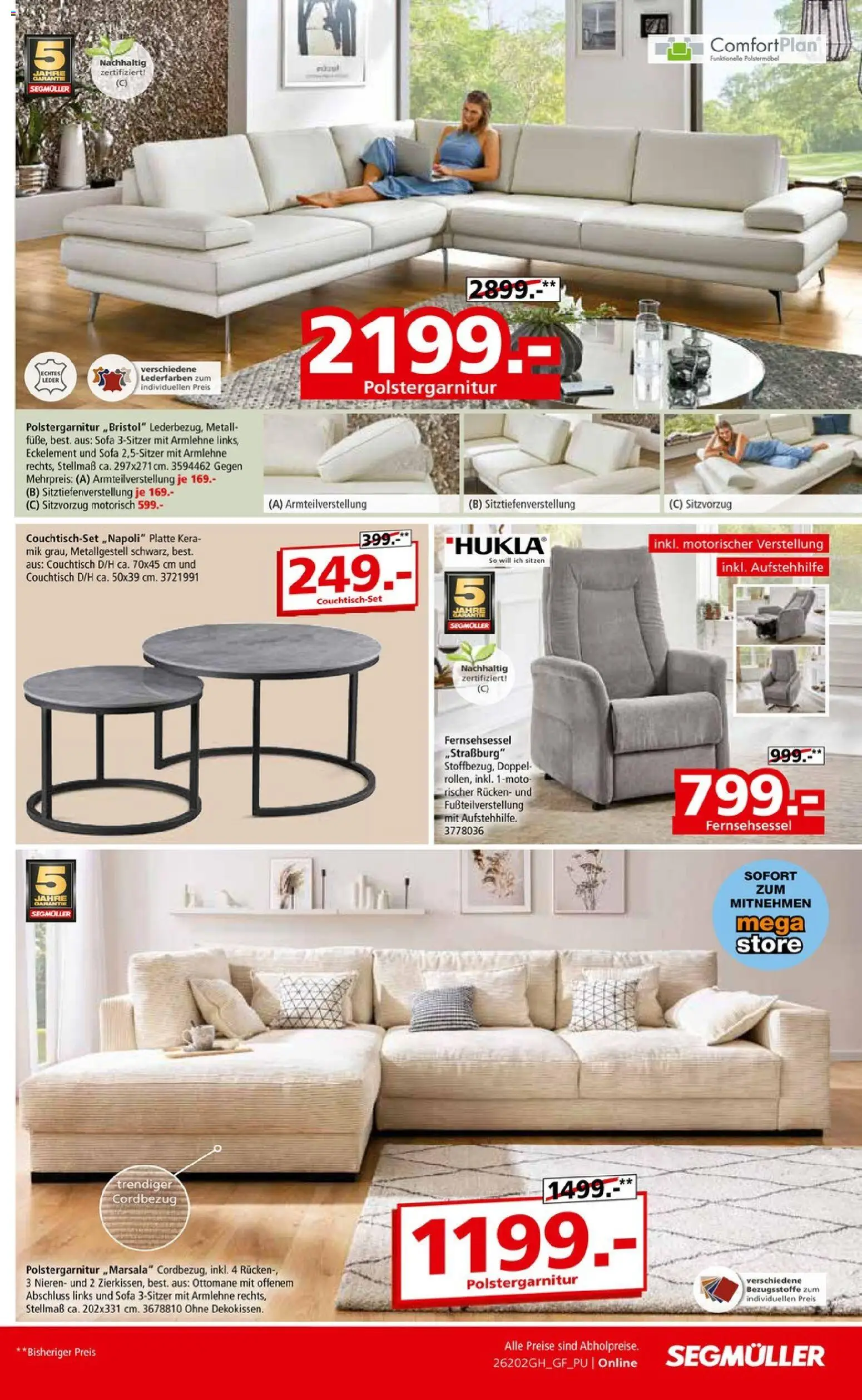 Segmüller Highlight Angebote – gültig ab 31.01.2026 | Seite: 7 | Produkte: Fernsehsessel, Sofa, Couchtisch