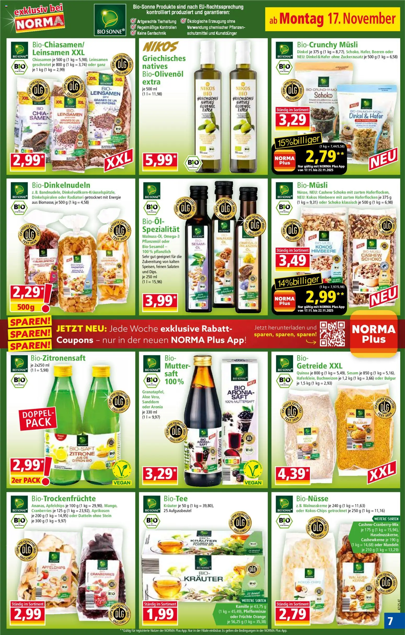 Norma Flugblatt gültig ab 17.11.2025 | Seite: 7 | Produkte: Getreide, Zitrone, Himbeere, Saft