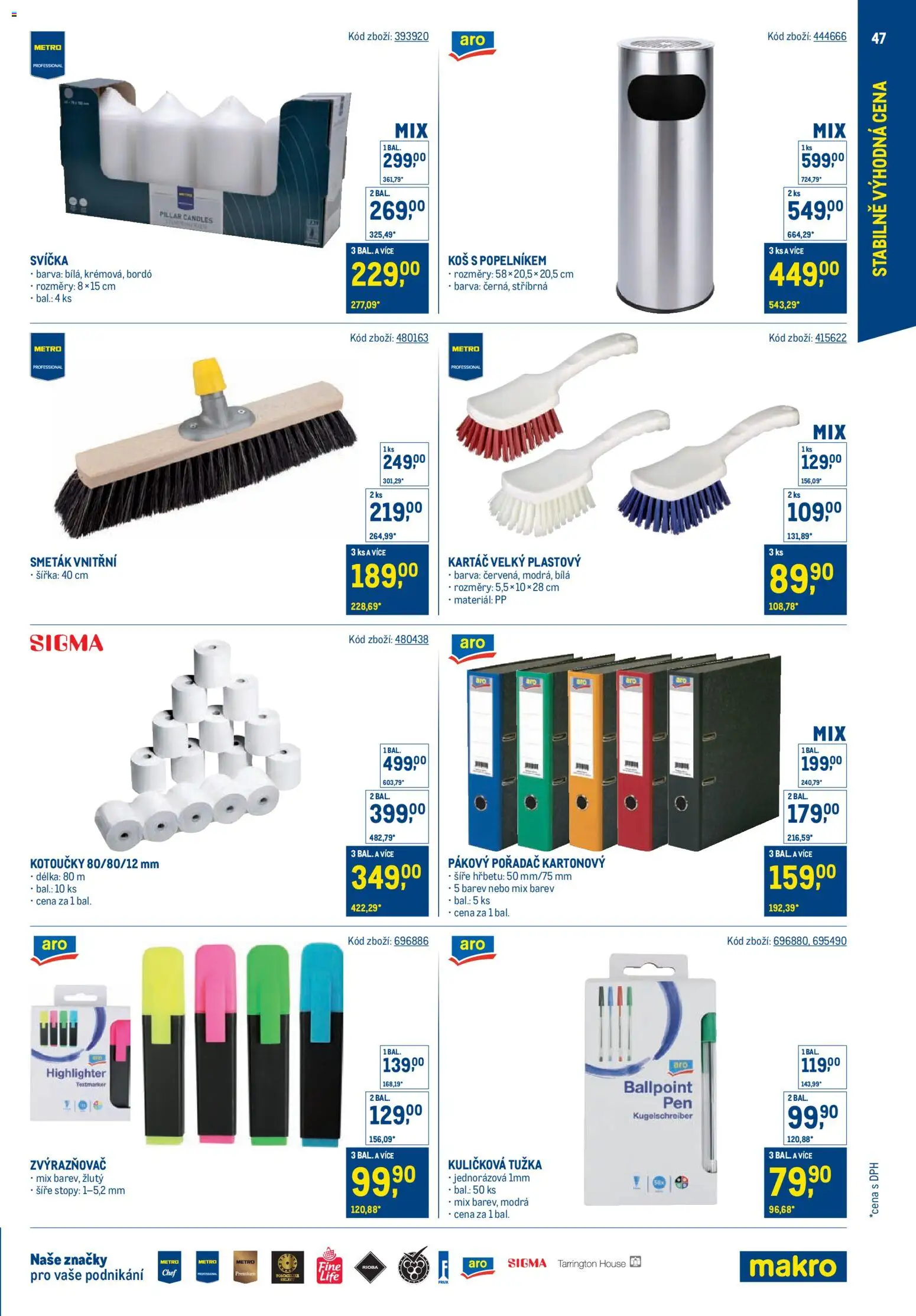 Makro leták - Stabilně výhodná cena od 19.11.2025 | Strana: 47 | Produkty: Svíčka, Koš, Tužka, Kartáč