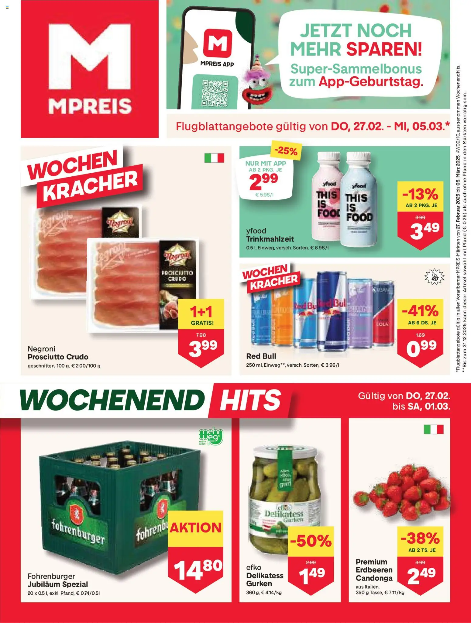 MPREIS Hohenems gültig ab 27.02.2026 | Seite: 1 | Produkte: Erdbeeren, Gurken