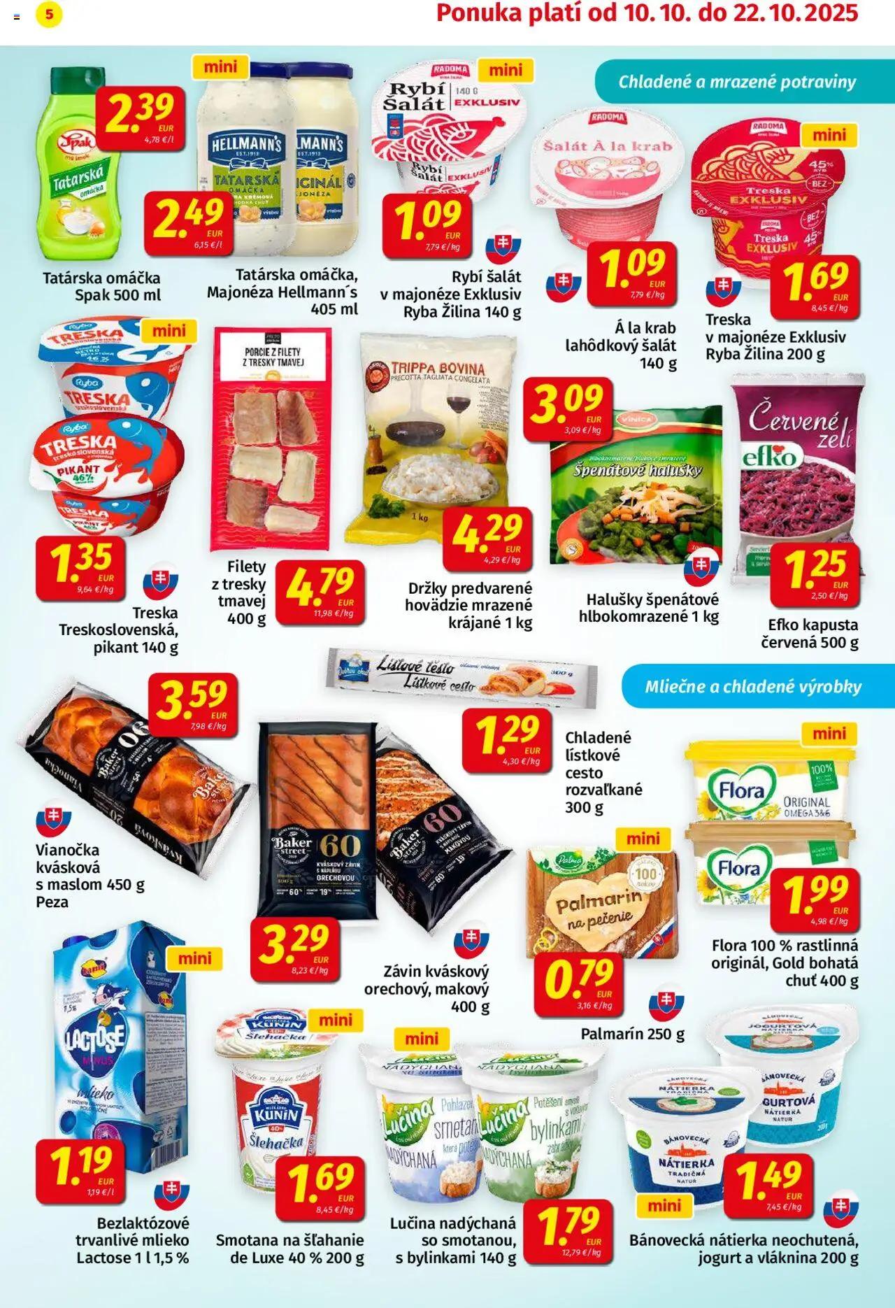 Nové Koruna akcie – leták je platný od 10.10.2025 | Strana: 5 | Produkty: Vianočka, Ryba, Lístkové cesto, Smotana na šľahanie