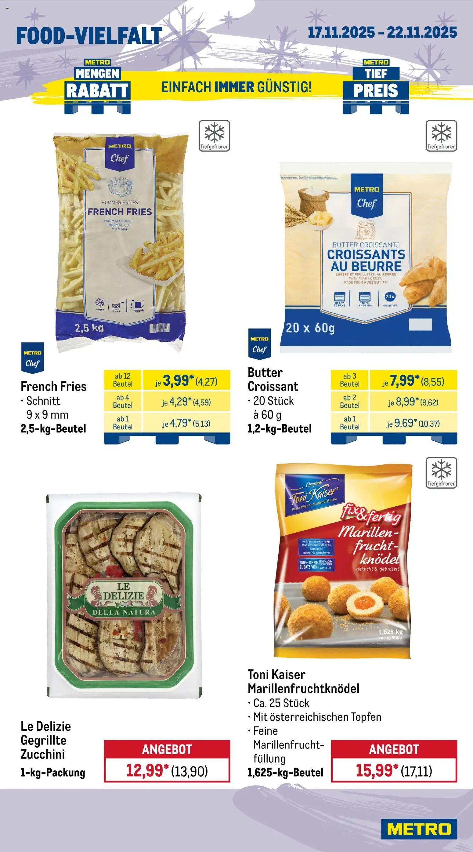 Metro Wochen-Angebote Gastro – gültig ab 17.11.2025 | Seite: 11 | Produkte: Butter, Pommes, Pommes frites, Croissant