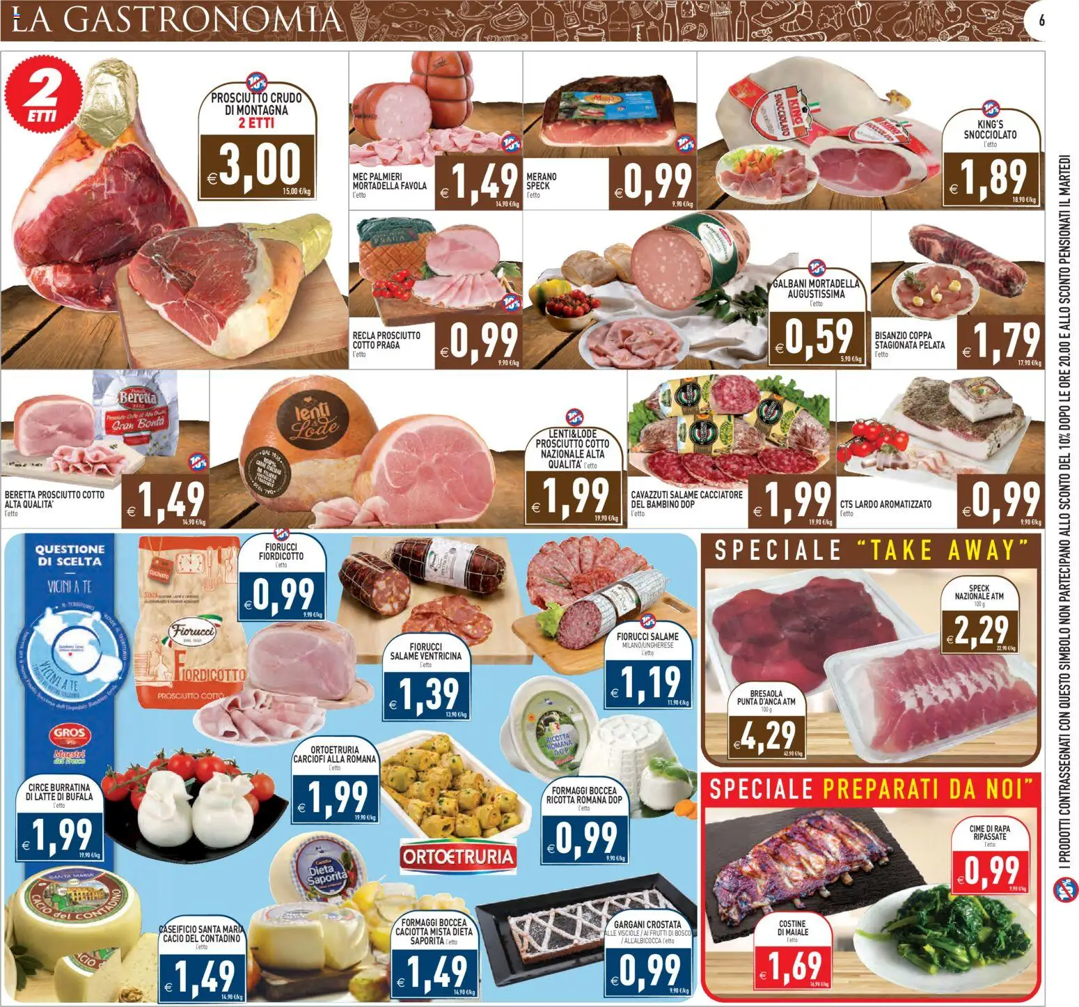Volantino PIM Supermercati del 19.11.2025 | Pagina: 6 | Prodotti: Prosciutto Cotto, Bresaola, Carciofi, Mortadella