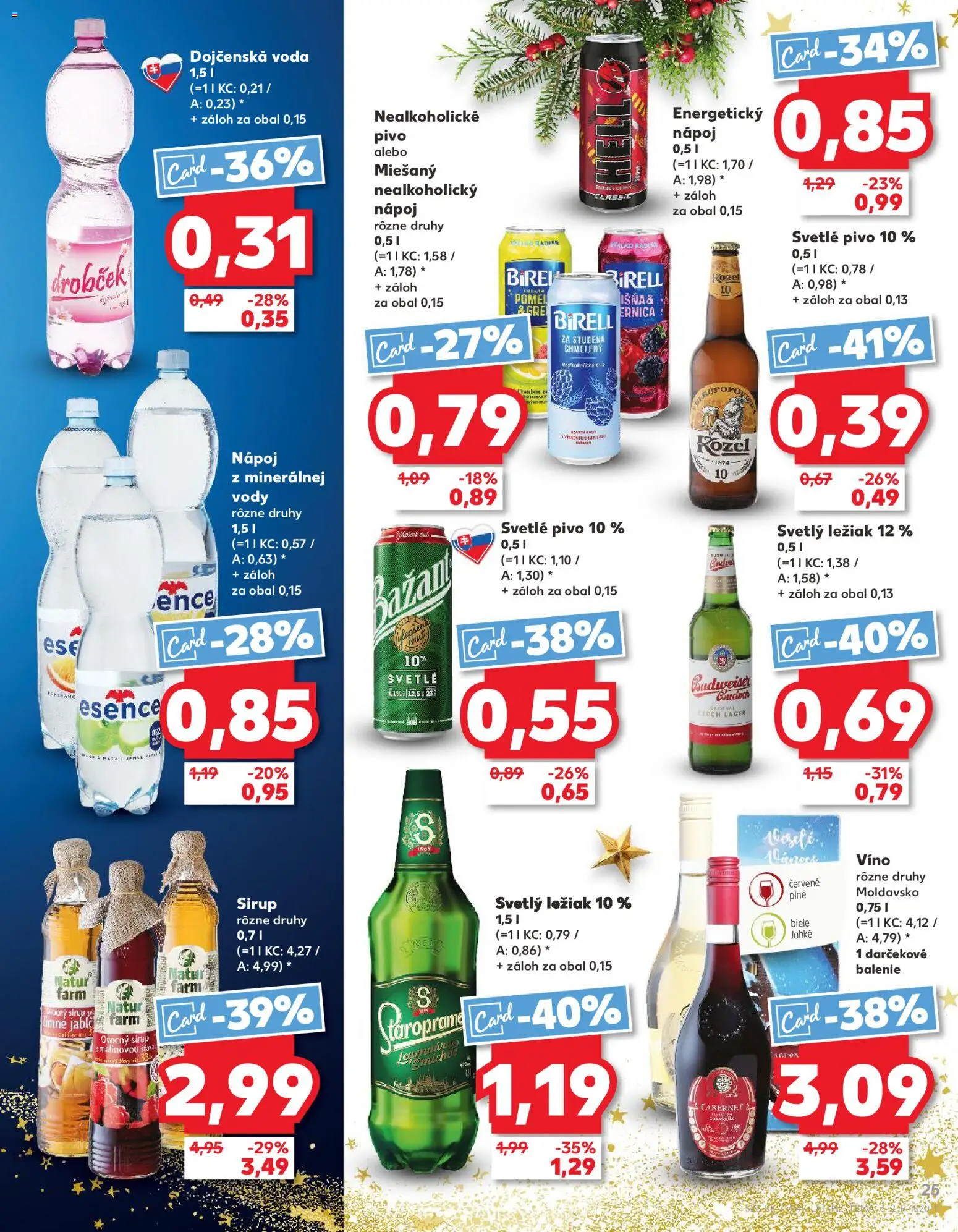 Nové Kaufland akcie – leták je platný od 20.11.2025 | Strana: 25 | Produkty: Pivo, Víno, Voda, Energetický nápoj