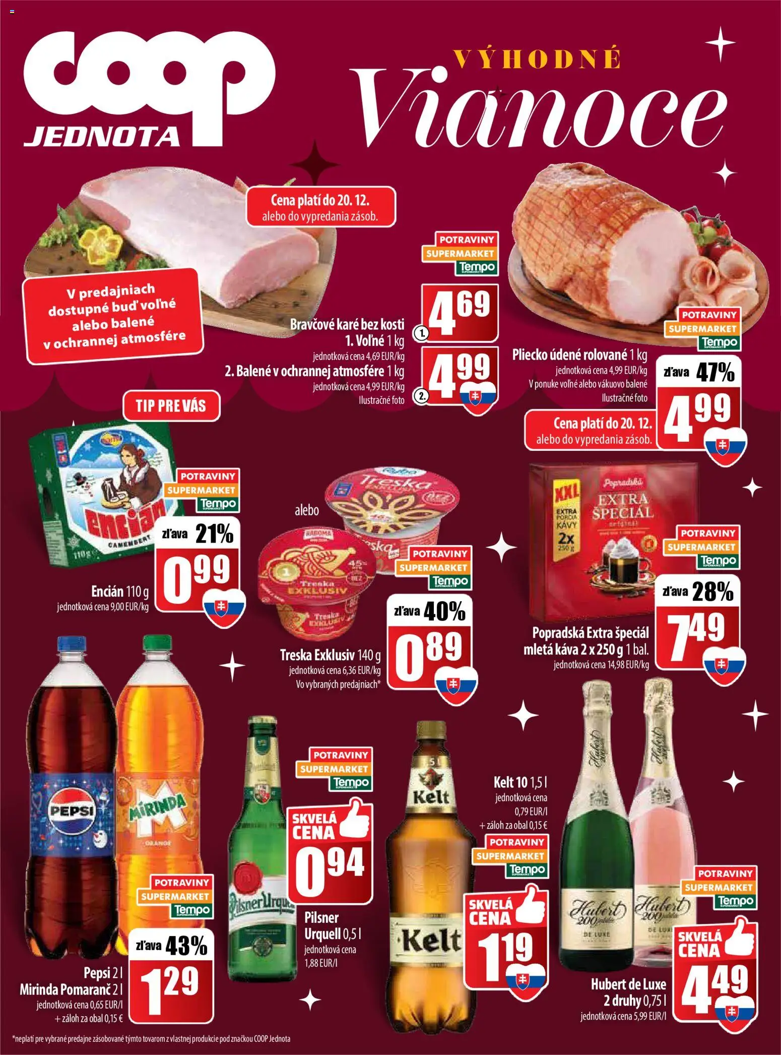 Nové COOP Jednota akcie – leták je platný od 18.12.2025 | Strana: 32 | Produkty: Káva, Kelt, Pepsi, Mirinda