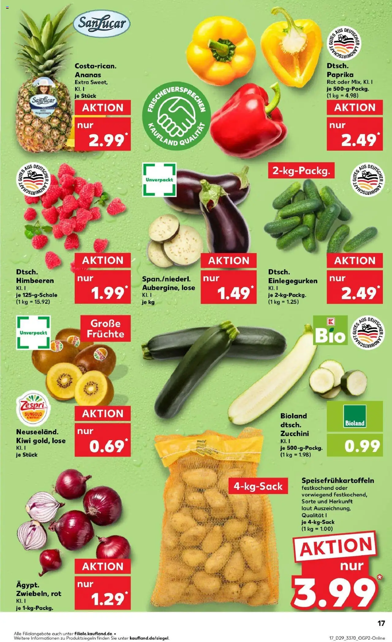 Kaufland prospekt Glauchau	 - gültig ab dem 21.07.2025 | Seite: 30 | Produkte: Himbeeren, Paprika rot, Ananas, Kiwi