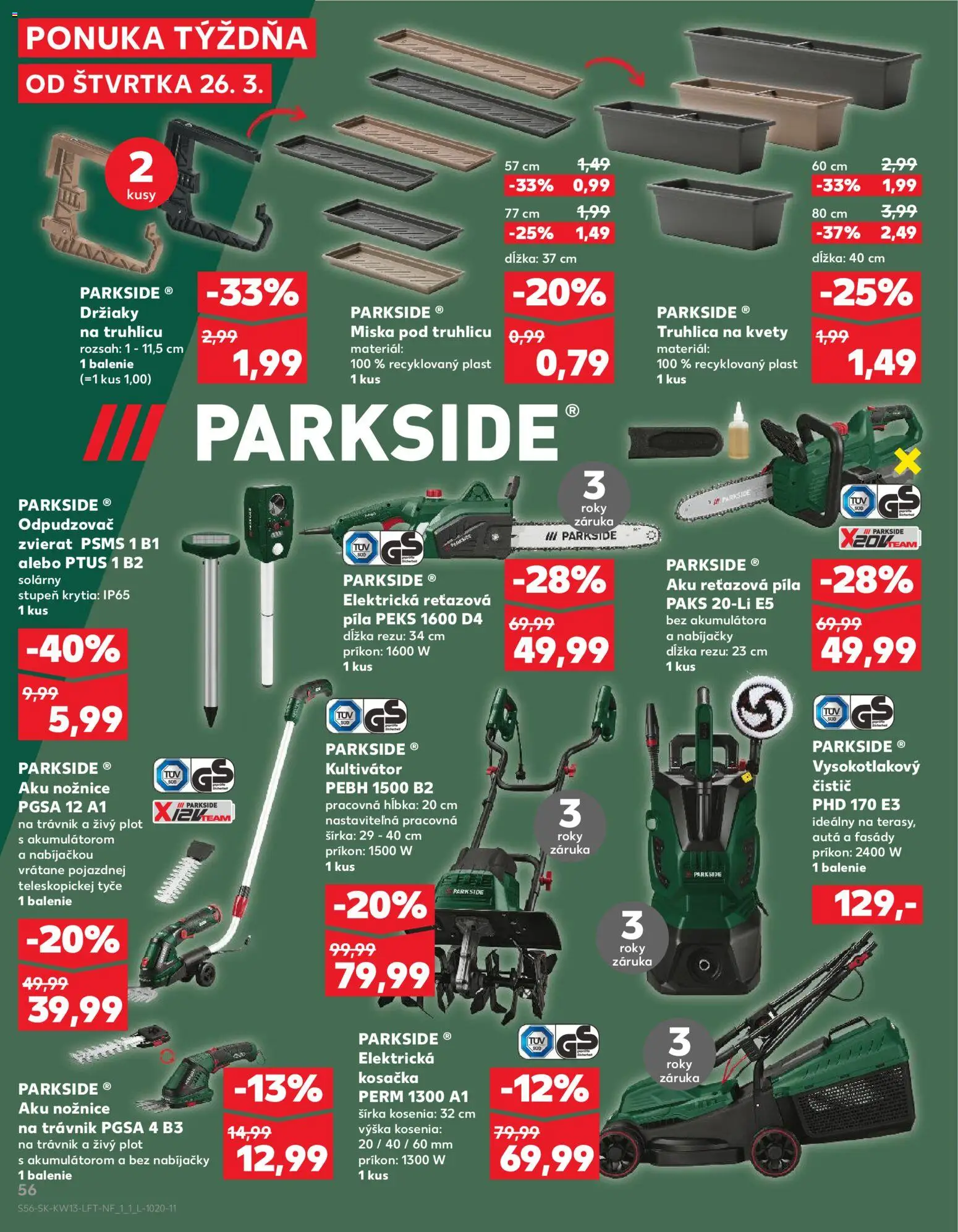 Kaufland SK akciós ujság - amely érvényes a következő dátumtól: 26.03.2026 | Oldal: 56 | Termékek: Parkside