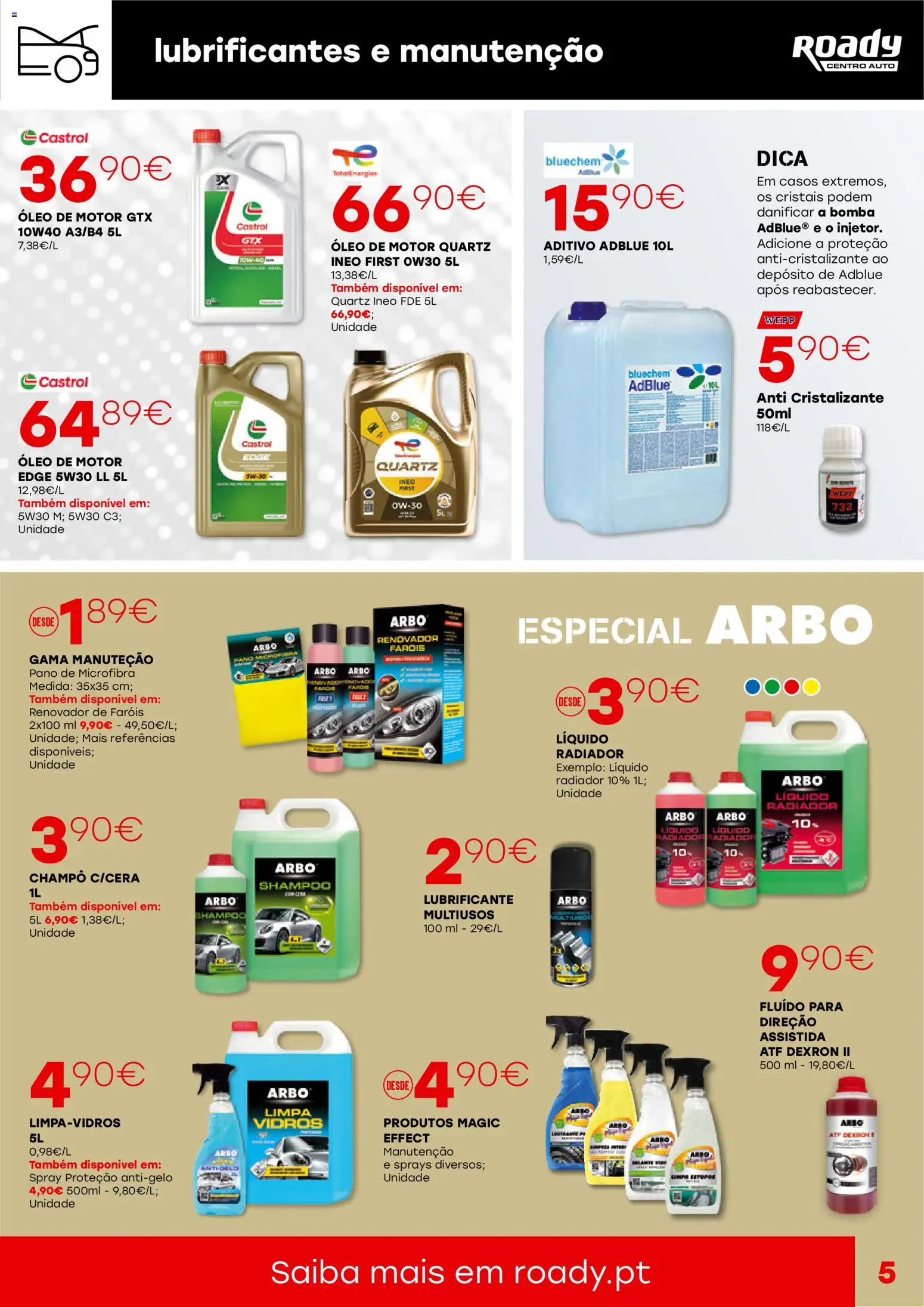Roady - folheto │ válido de 29.01.2026 | Página: 5 | Produtos: Shampoo, Limpa vidros, Radiador, Óleo