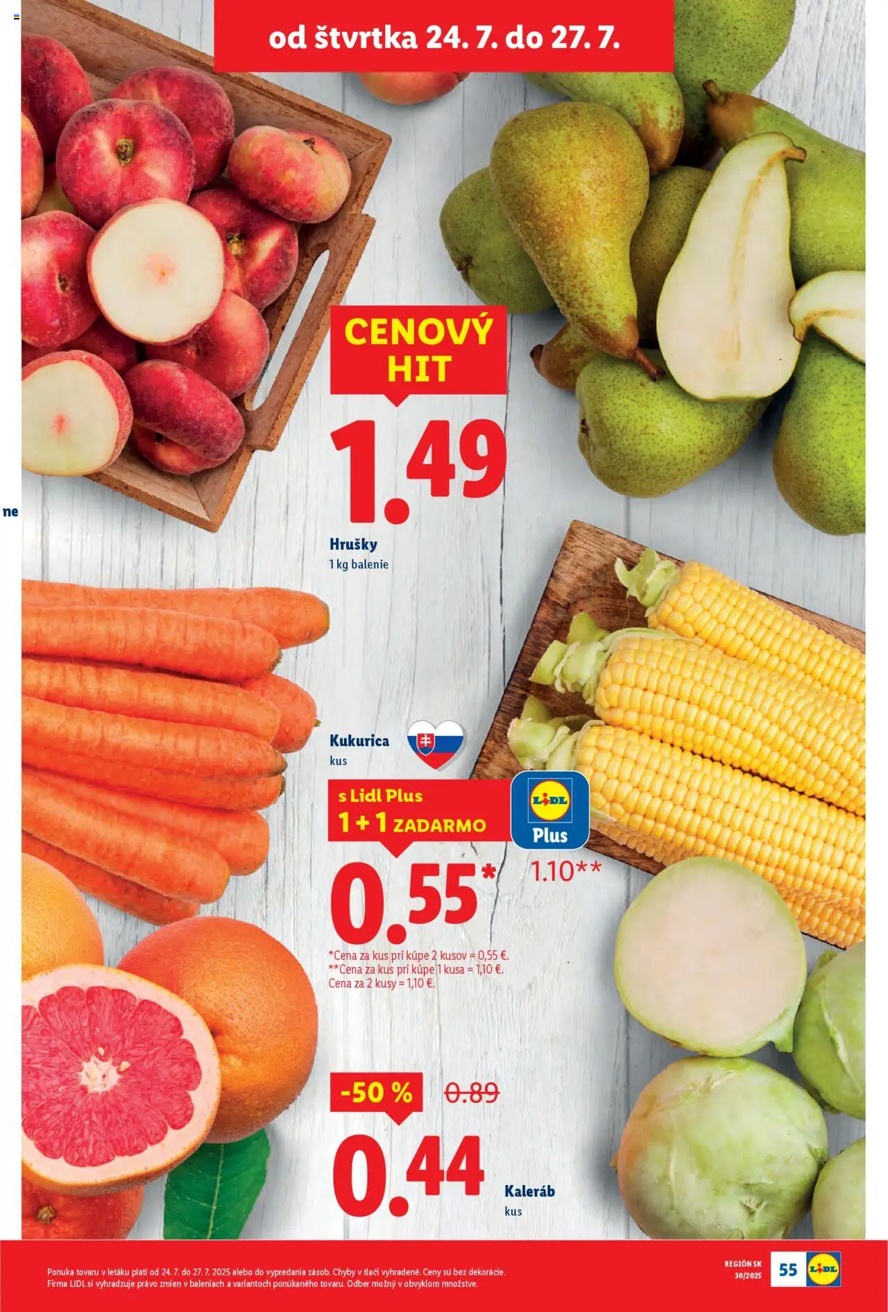 Lidl leták │ platný od 21.07.2025 | Strana: 77 | Produkty: Hrušky, Kukurica