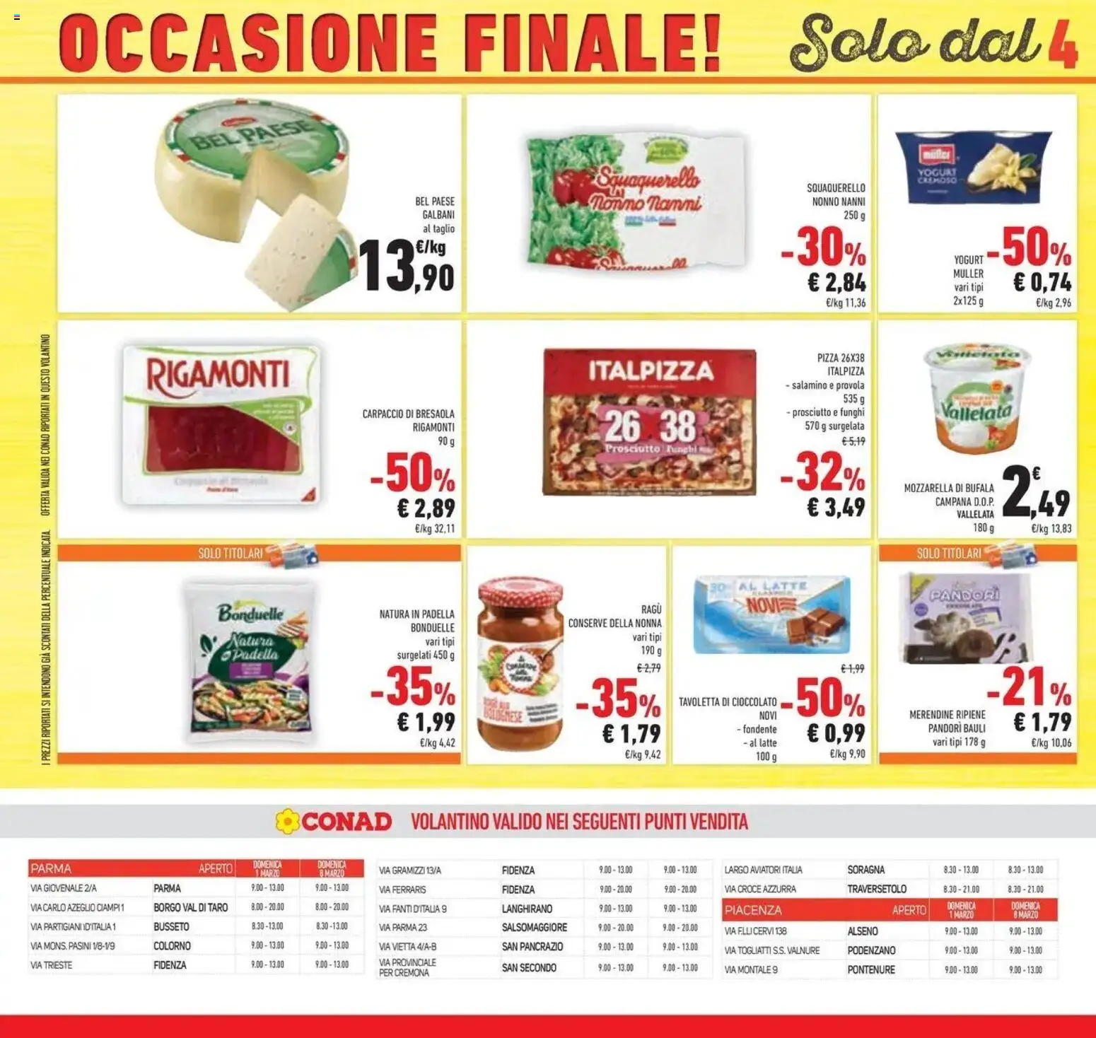 Volantino Conad del 25.02.2026 | Pagina: 34 | Prodotti: Yogurt, Bresaola, Padella, Merendine