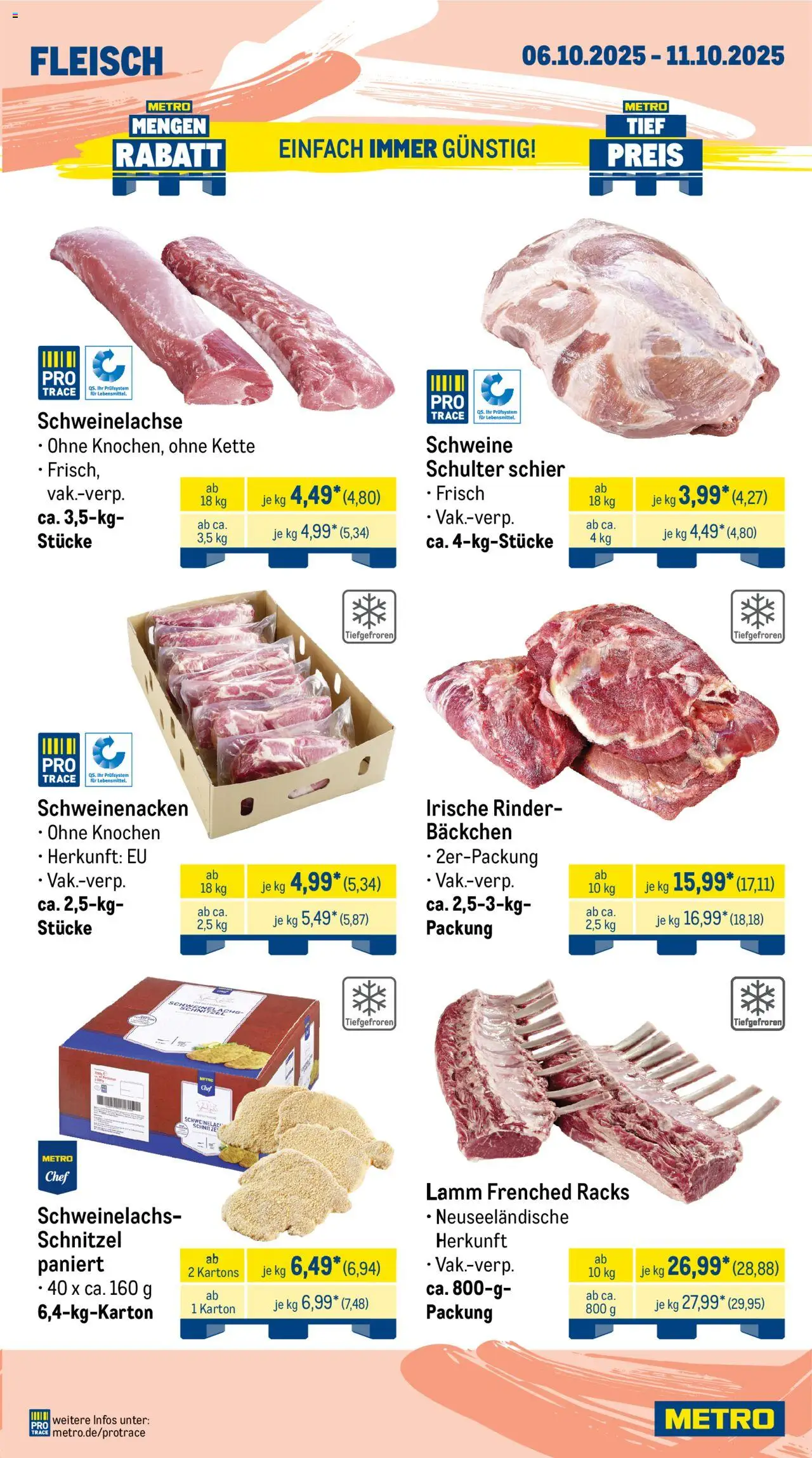 Metro  Wochen-Angebote Gastro – gültig ab 06.10.2025 | Seite: 3 | Produkte: Schweinenacken, Schnitzel, Fleisch