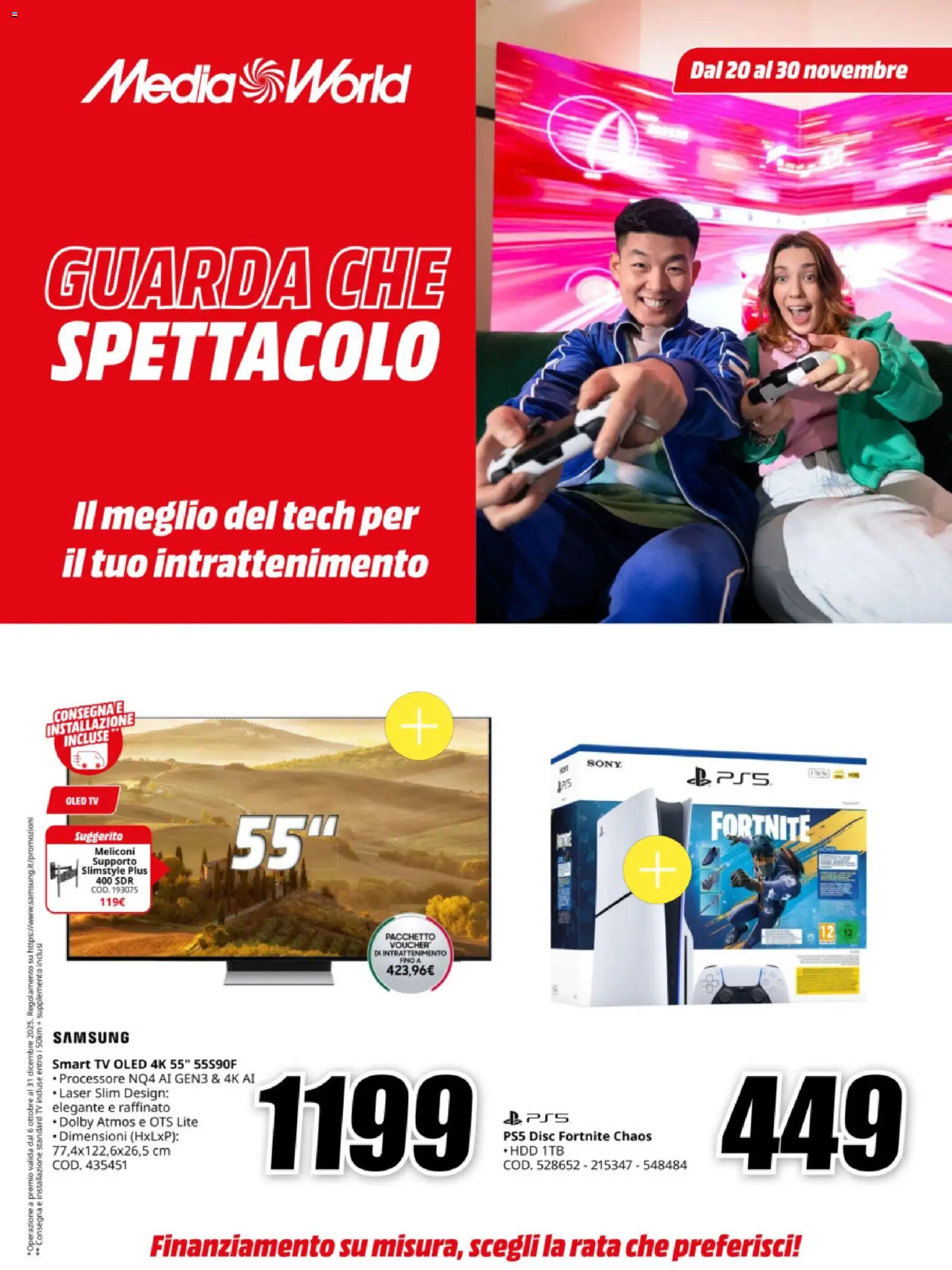 Volantino Media World del 20.11.2025 | Pagina: 1 | Prodotti: smart TV, TV, Samsung