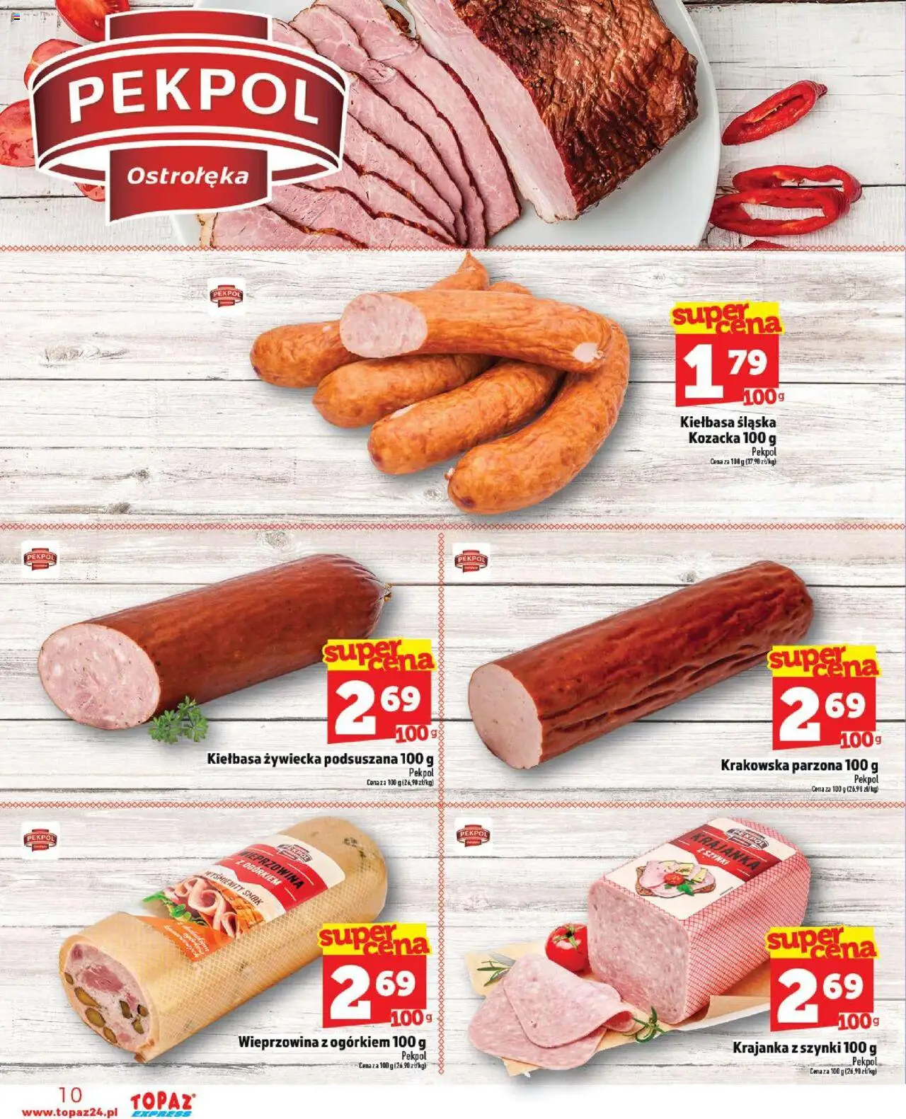 Topaz Gazetka - Express od 11.09.2025 | Strona: 10 | Produkty: Kiełbasa, Kiełbasa śląska, Wieprzowina