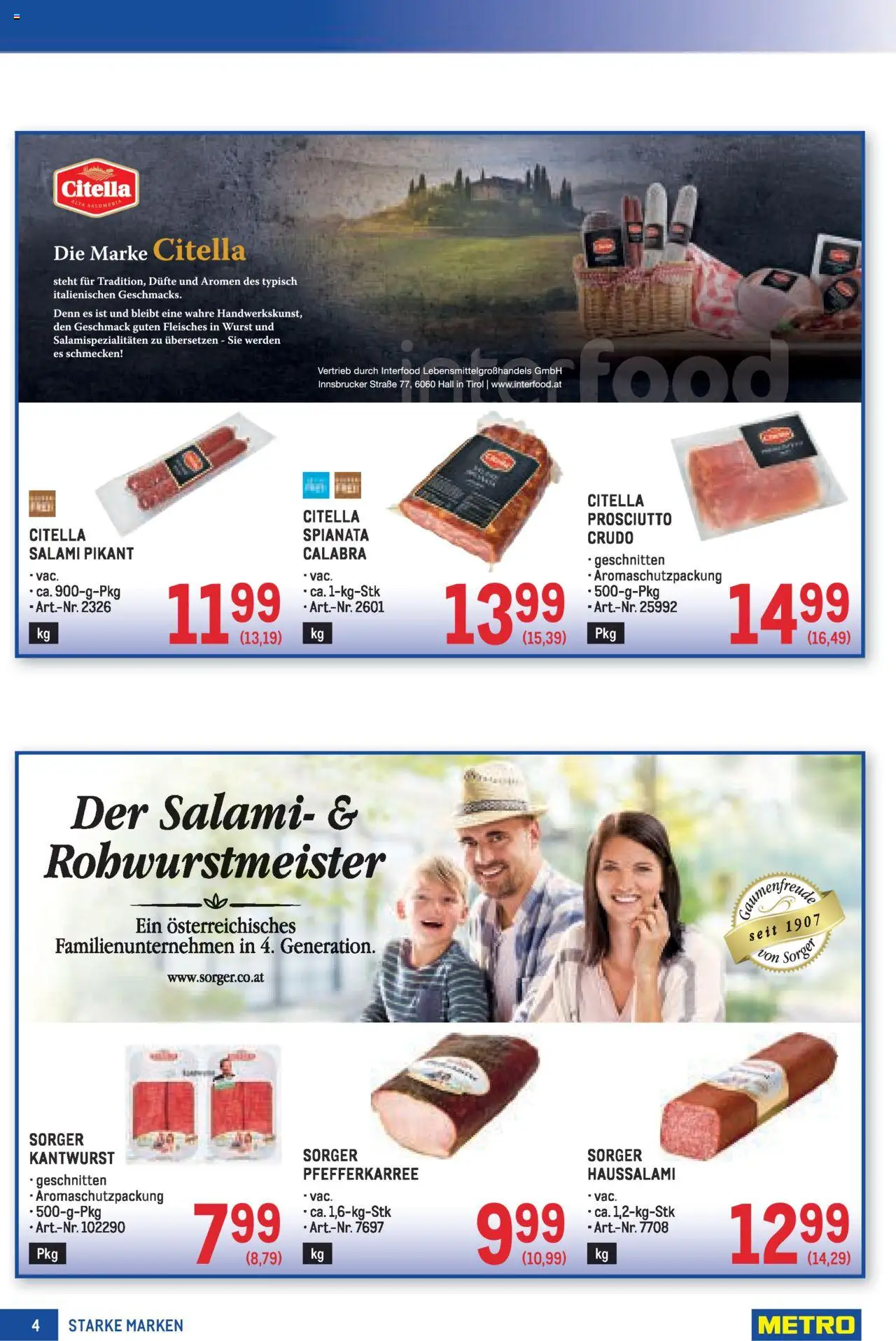Metro  Starke Marken gültig ab 02.10.2025 | Seite: 4 | Produkte: Wurst, Salami