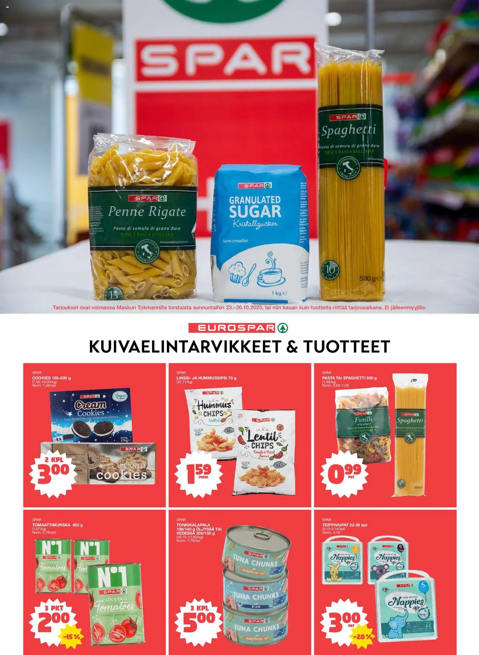 Tokmanni - EUROSPAR Masku Avajaistarjoukset – voimassa 23.10.2025 alkaen | Sivu: 7 | Tuotteet: Pasta