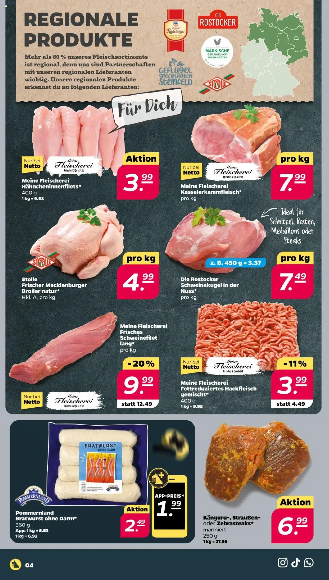 Netto Prospekt 	 - gültig ab dem 28.07.2025 | Seite: 4 | Produkte: Bratwurst, Schweinefilet, Hackfleisch
