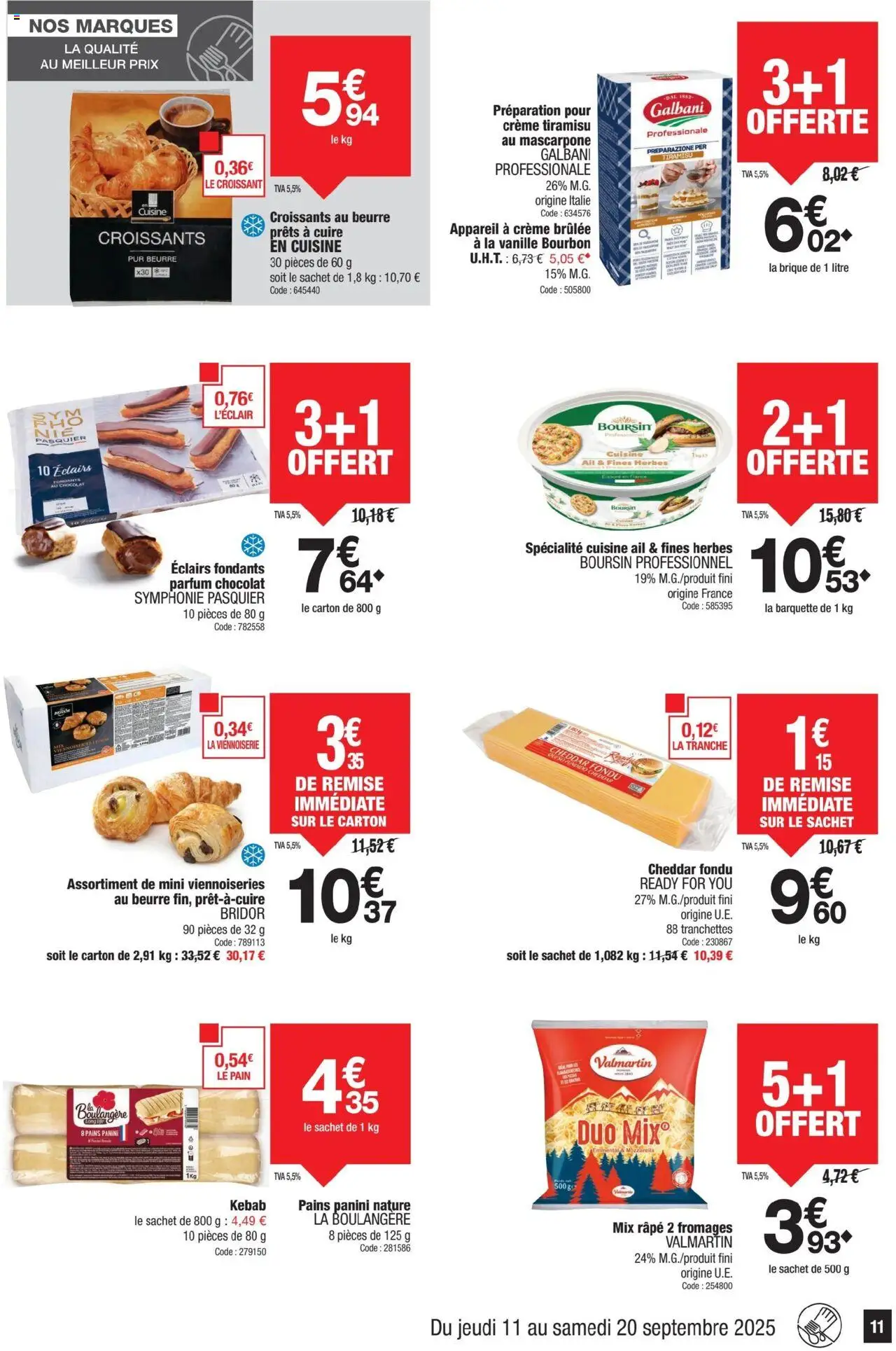  | Page: 11 | Produits: Panini, Beurre, Pain, Mascarpone