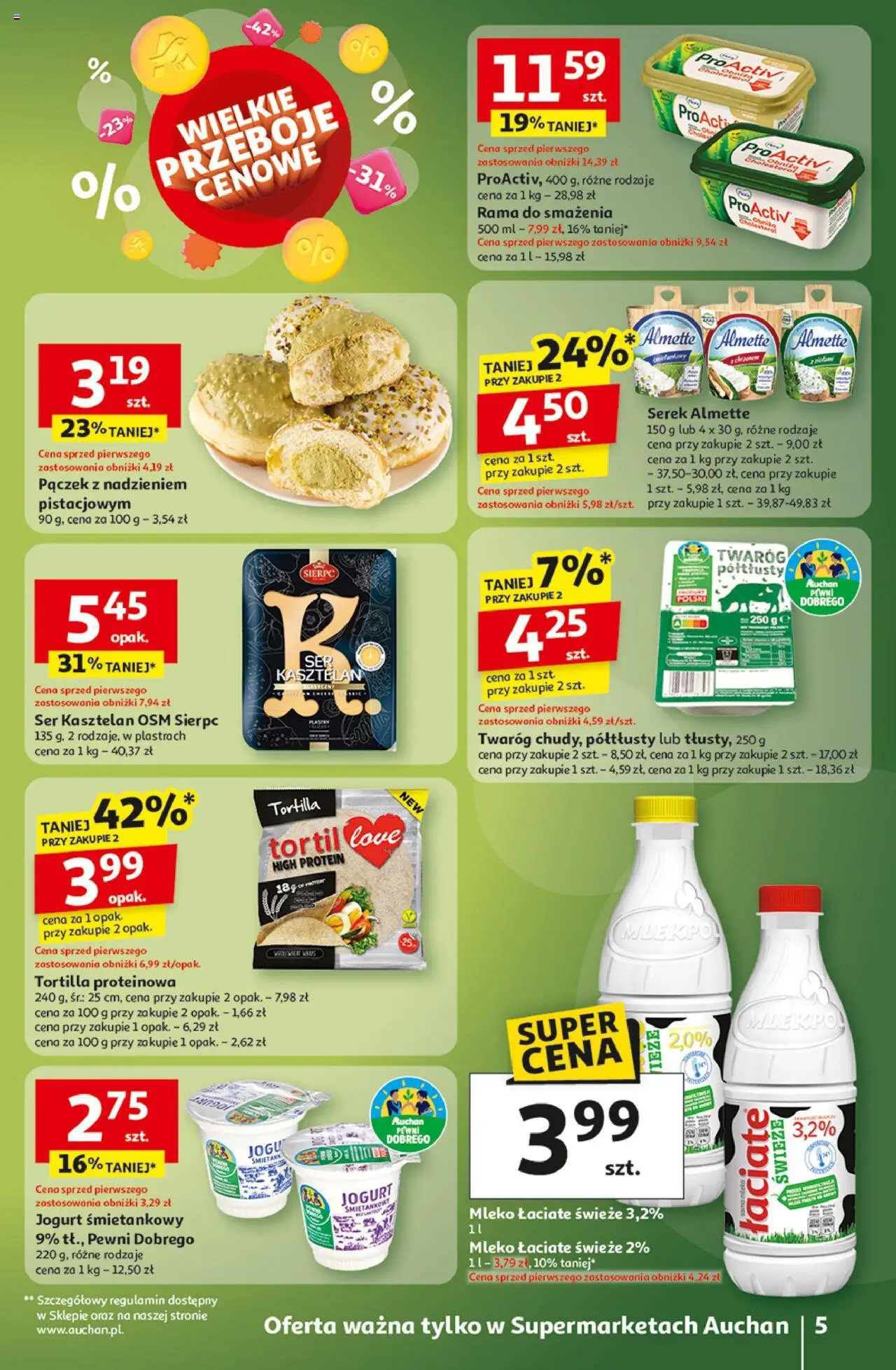 Auchan Gazetka od 16.10.2025 | Strona: 5 | Produkty: Serek, Mleko, Ser, Jogurt