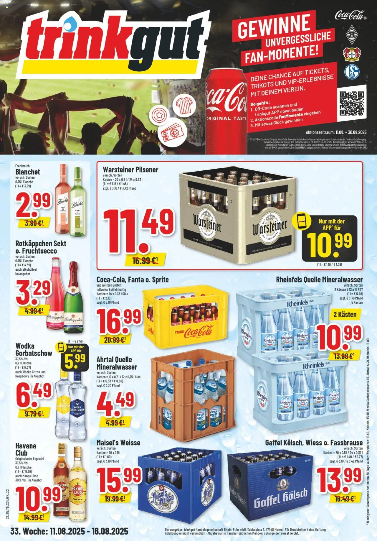 Trinkgut Prospekt - gültig ab dem 11.08.2025 | Seite: 1 | Produkte: Fruchtsecco, Mango, Powerade, Wodka