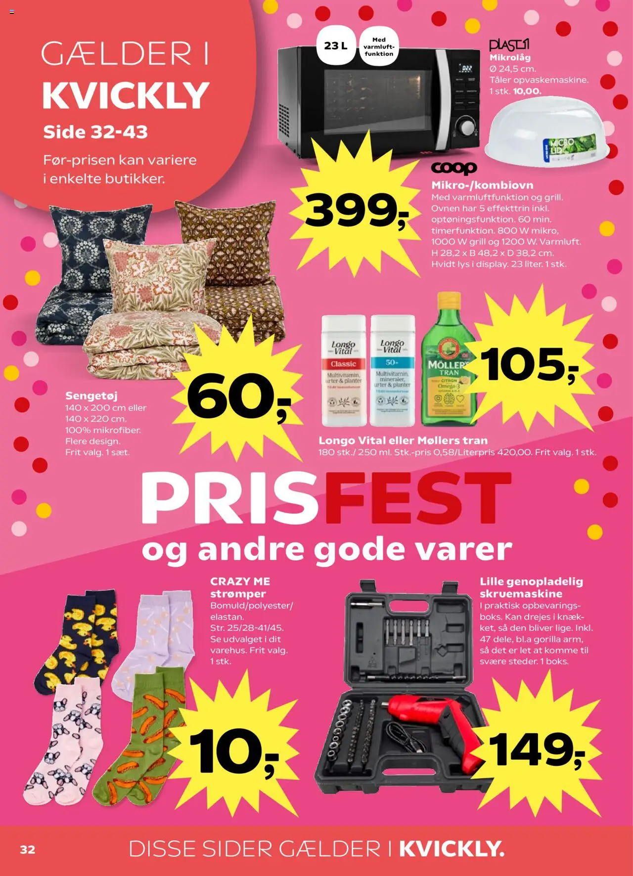Kvickly Tilbudsavis gyldig fra 22.08.2025 | Side: 32 | Produkter: Strømper, Grill
