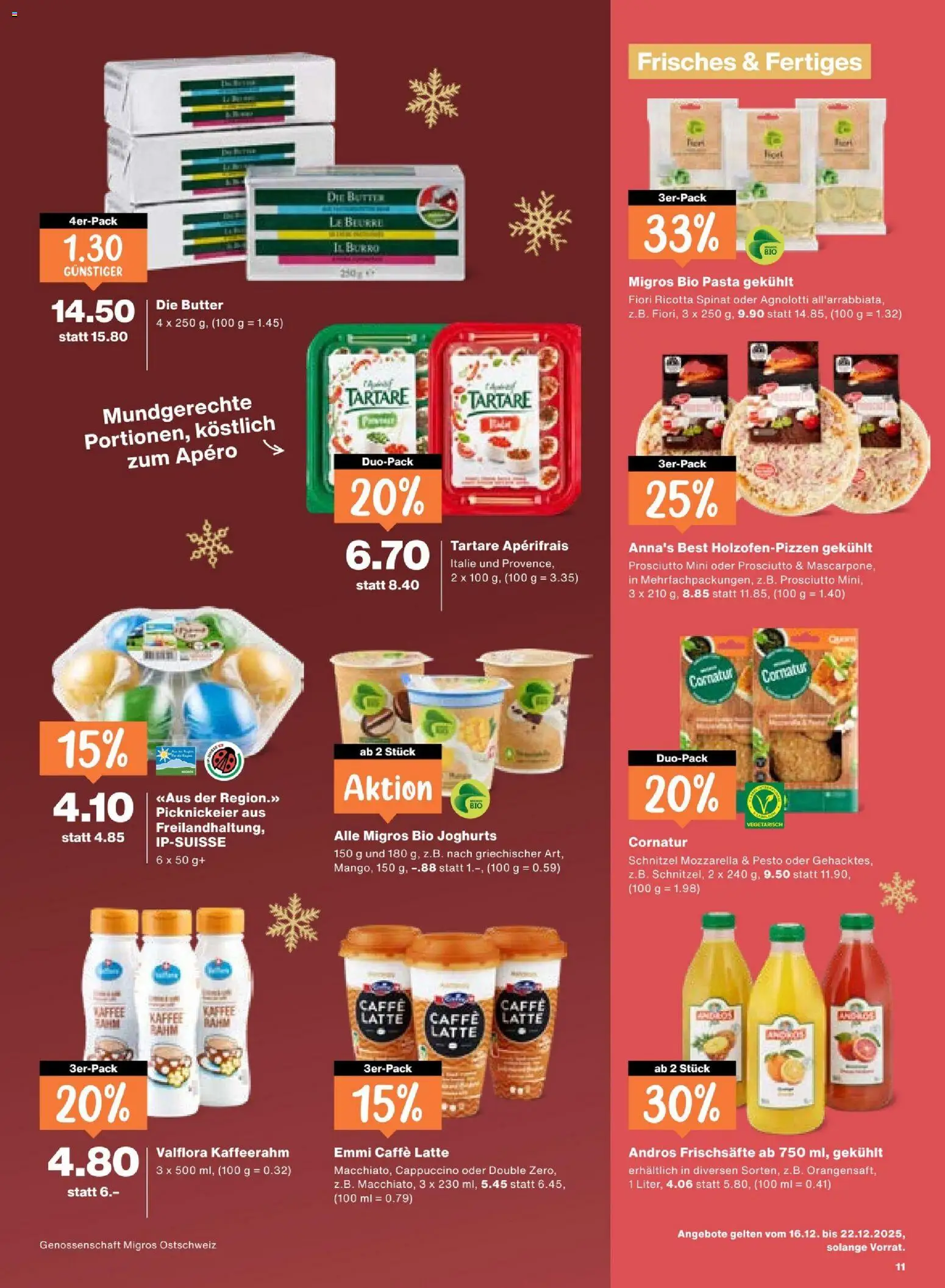 Migros Aktionen – gültig ab 16.12.2025 | Seite: 11 | Produkte: Butter, Kaffee, Pizza, Pasta
