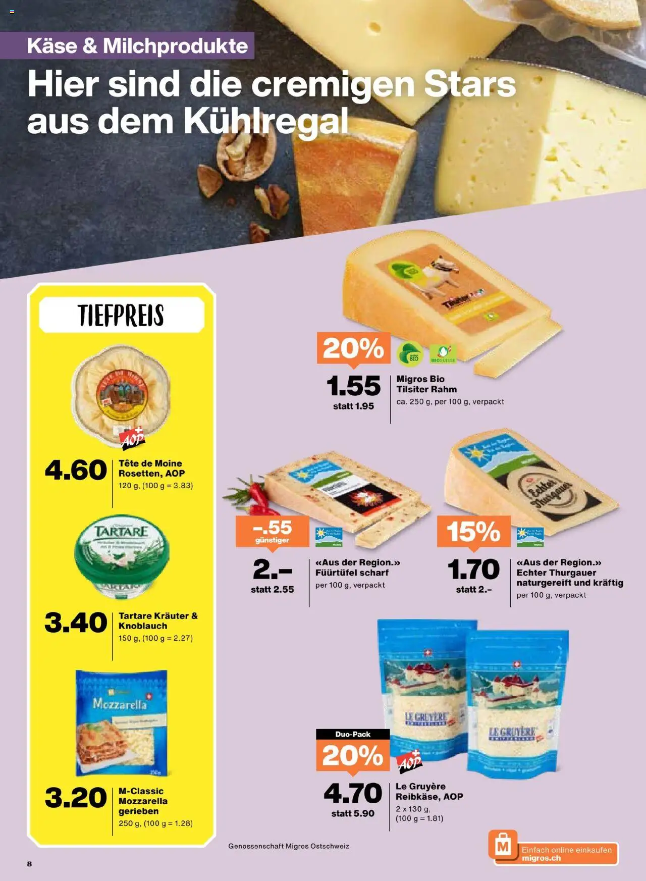Migros Aktionen ab 22.07.2025 | Seite: 8 | Produkte: Käse, Knoblauch