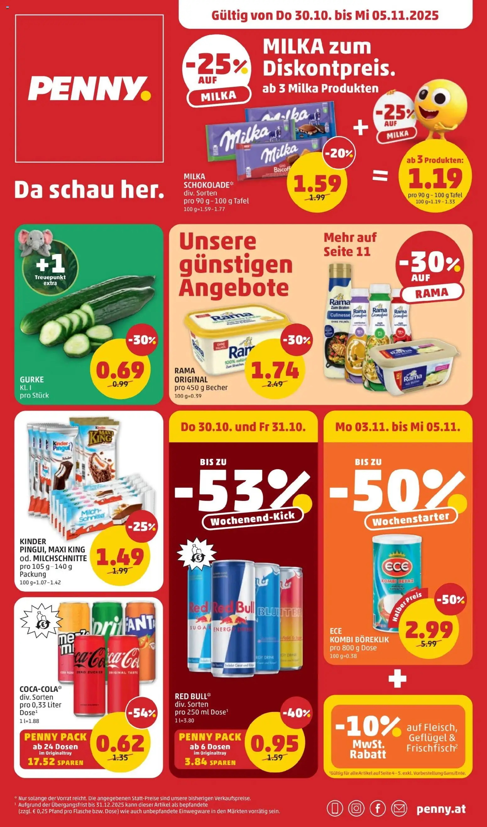 Penny Markt Flugblatt gültig ab 30.10.2025 | Seite: 1 | Produkte: Zucker, Milch, Schokolade