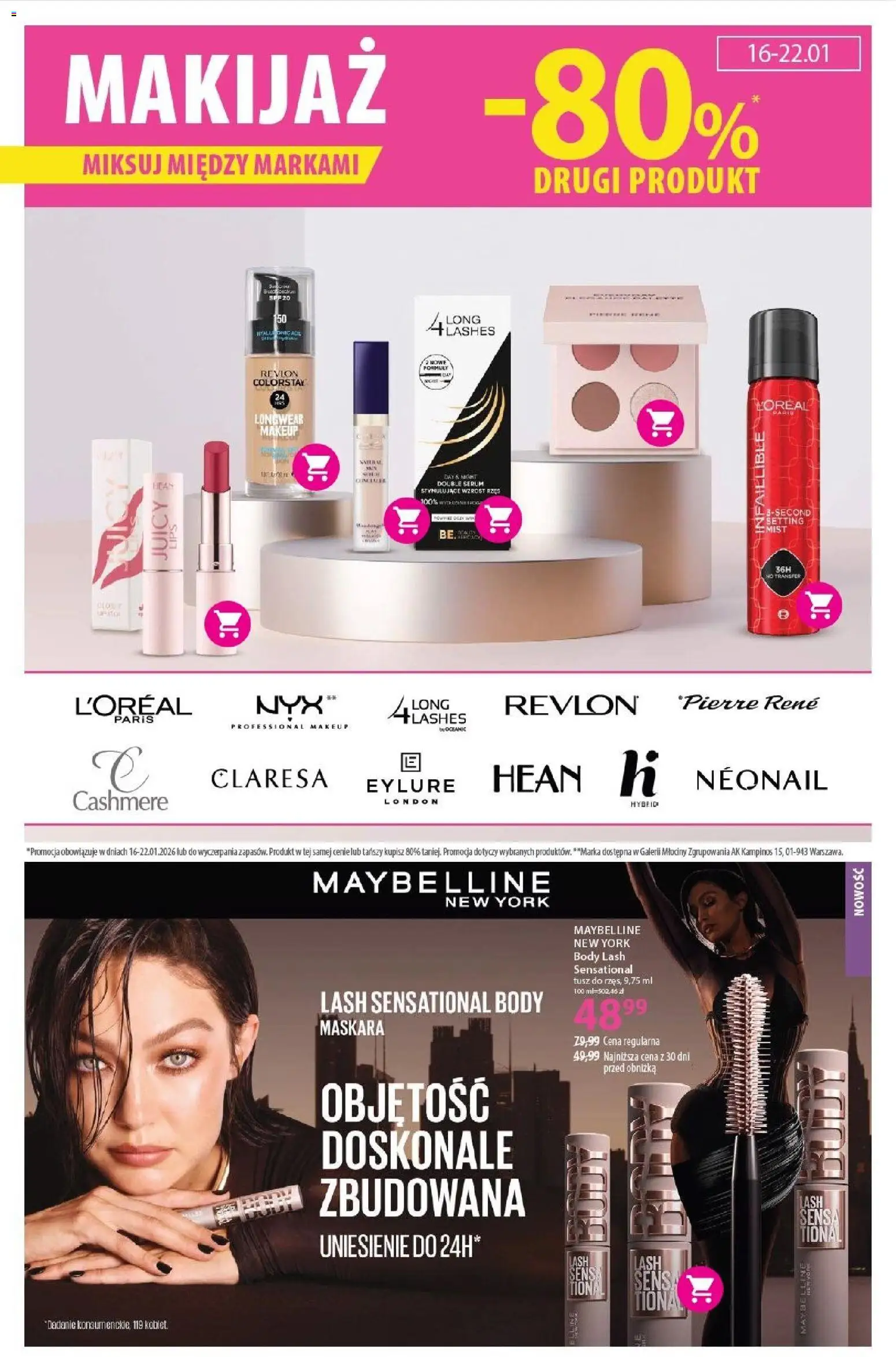 Hebe Gazetka od 16.01.2026 | Strona: 7 | Produkty: Maskara, Makijaż, Body