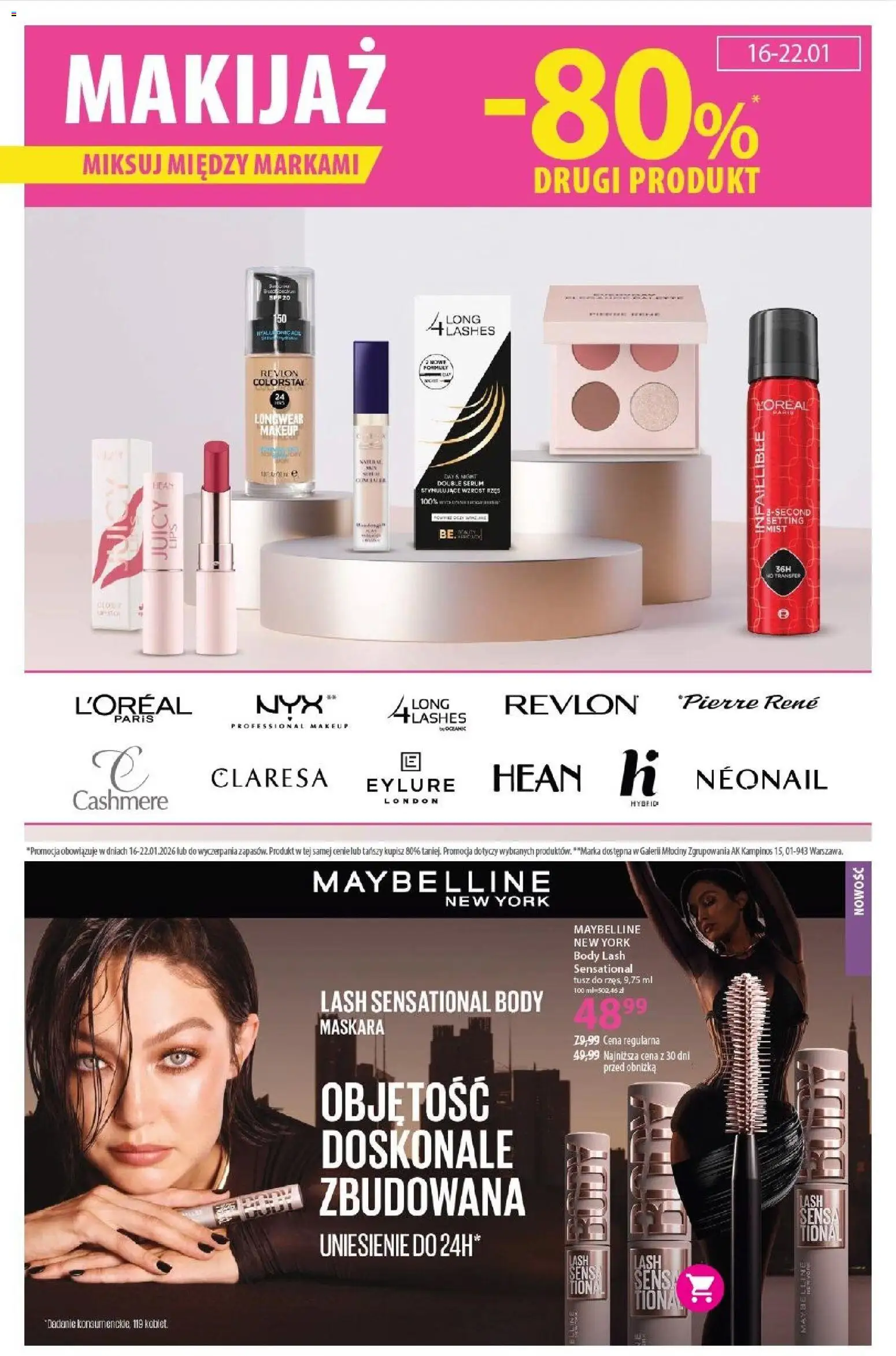 Hebe Gazetka od 16.01.2026 | Strona: 7 | Produkty: Maskara, Makijaż, Body