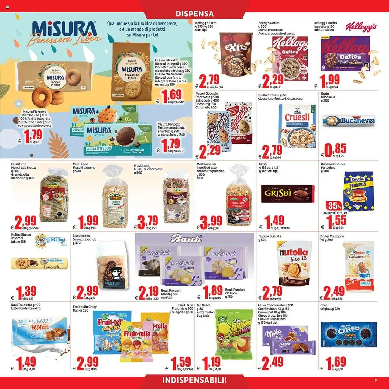 Volantino Elite Supermercati del 19.09.2025 | Pagina: 5 | Prodotti: Cereali, Latte, Nutella, Cacao