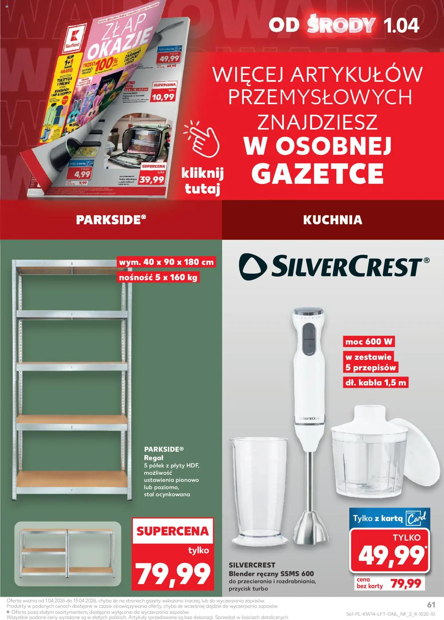 Kaufland Polsko leták od 01.04.2026 | Strana: 61 | Produkty: Regál, Karty