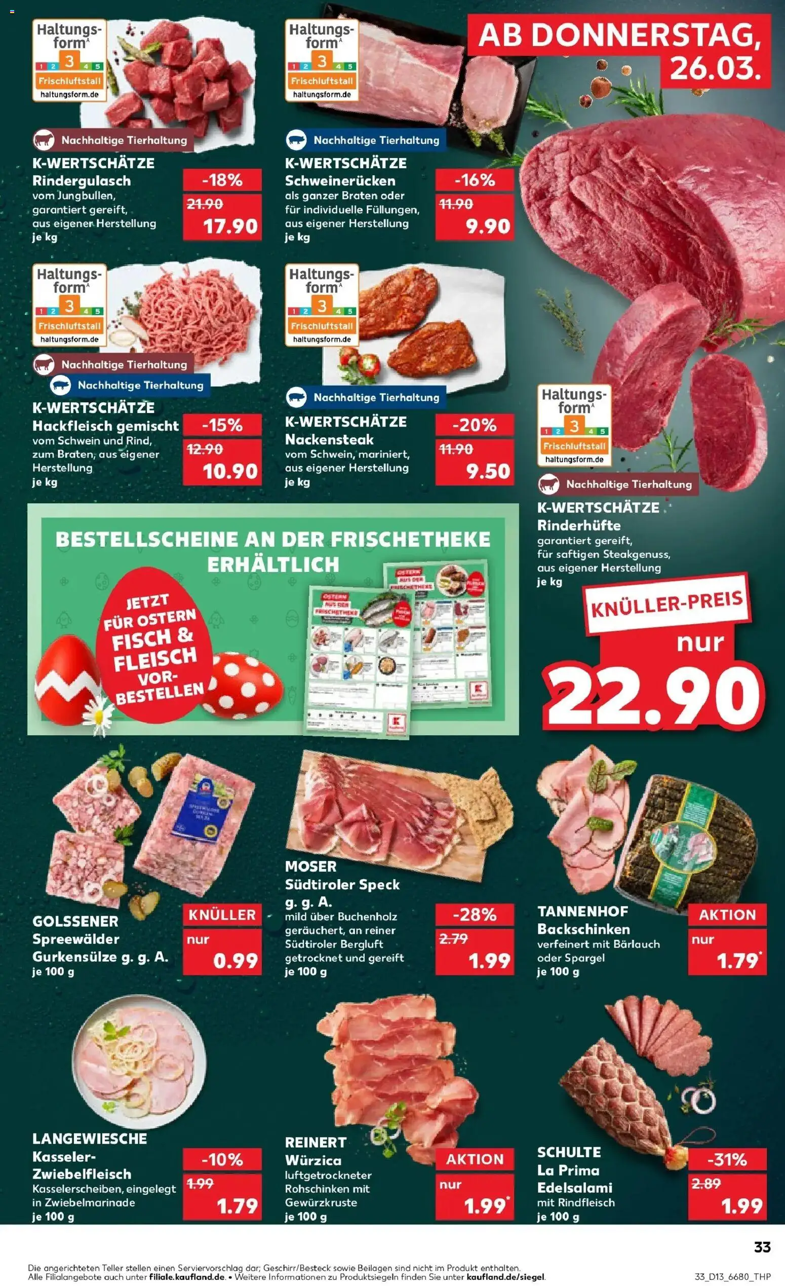 Kaufland Prospekt Hamburg	 – gültig ab 26.03.2026 | Seite: 33 | Produkte: Fisch, Salami, Rindfleisch, Steak