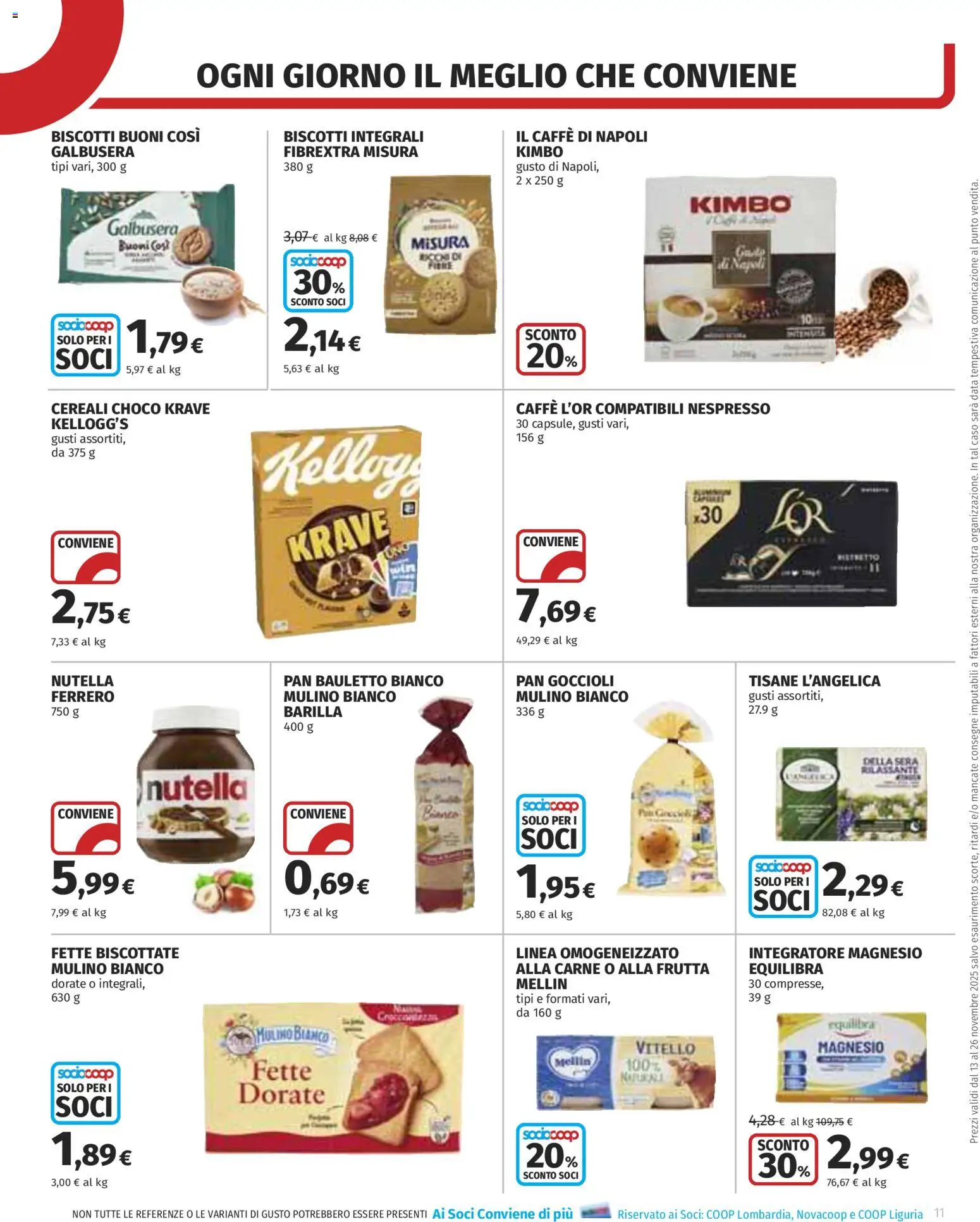 Volantino COOP del 13.11.2025 | Pagina: 11 | Prodotti: Cereali, Biscotti, Frutta, Nutella