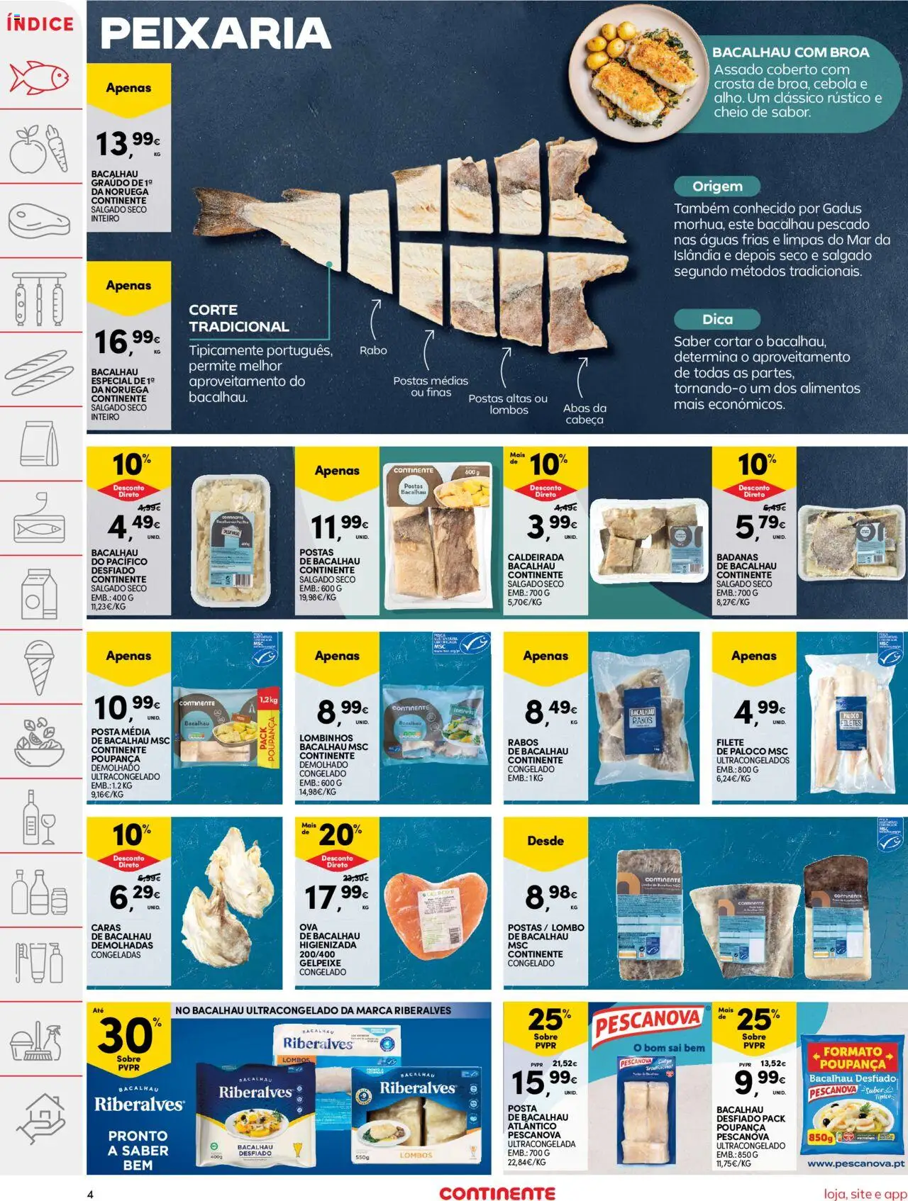 Continente folheto │ válido de 22.07.2025 | Página: 4 | Produtos: Bacalhau, Cebola, Lombo