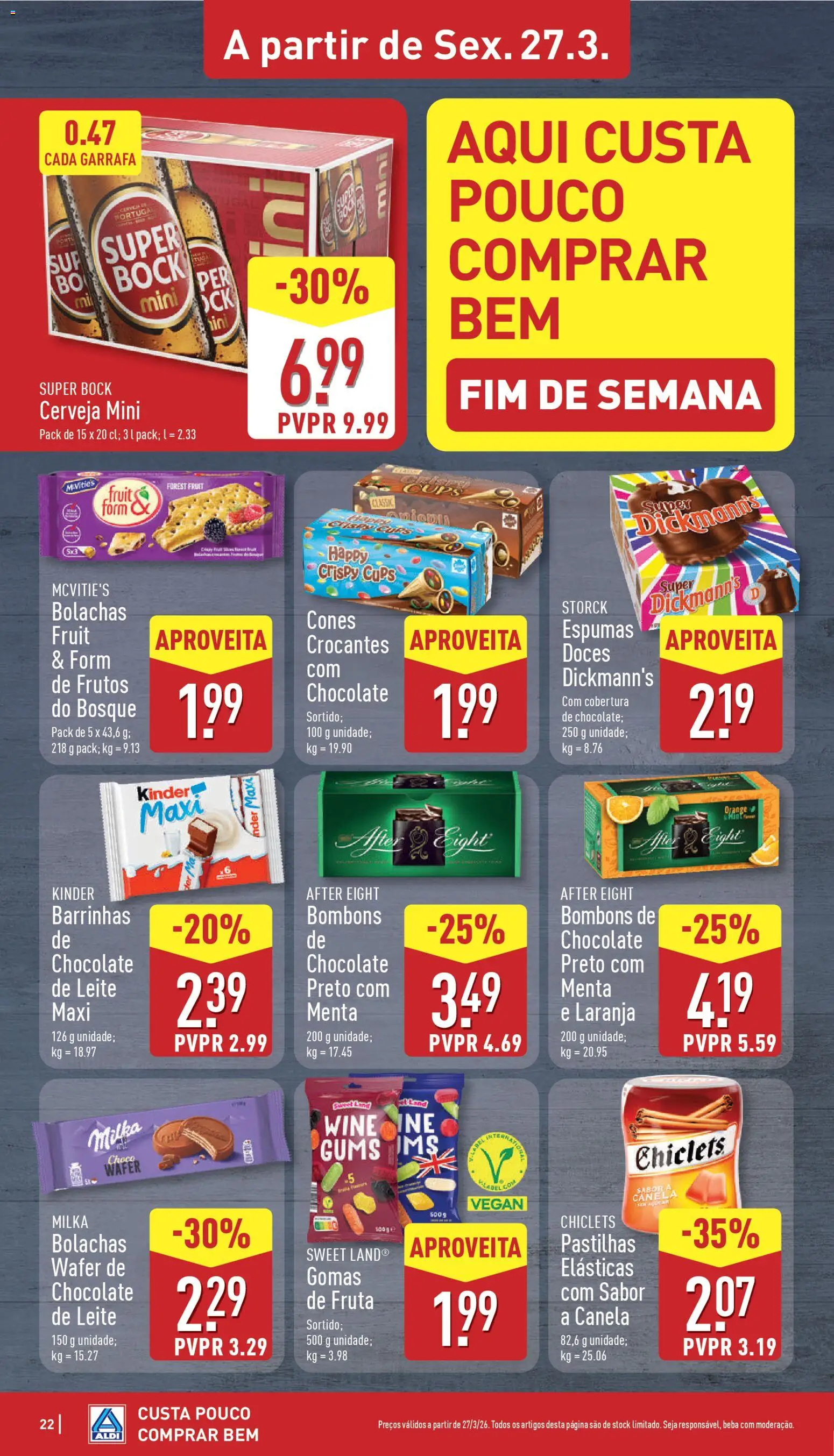 Aldi folheto │ válido de 23.03.2026 | Página: 22 | Produtos: Canela, Cerveja, Doces, Gomas