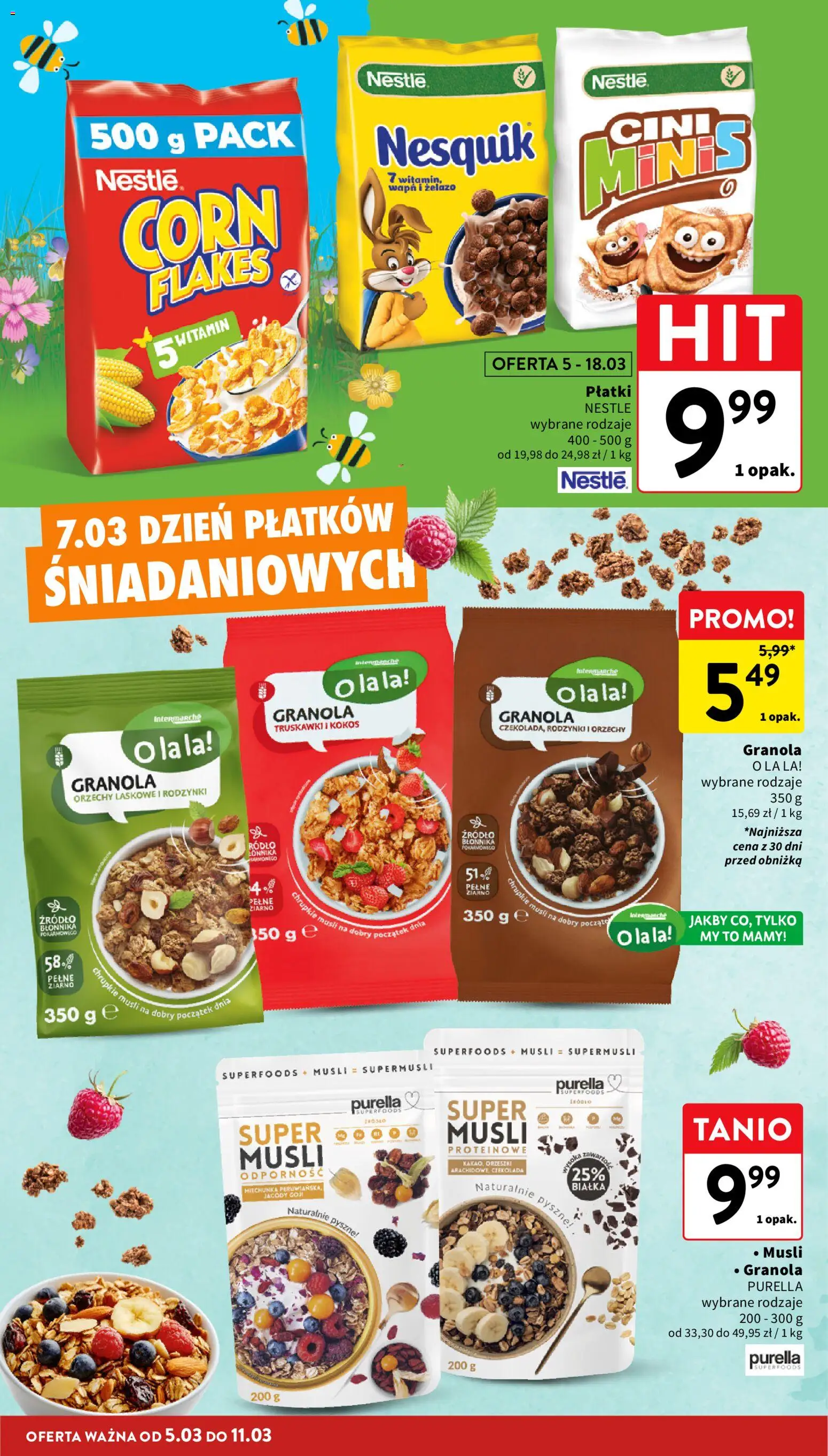 Intermarche gazetka od 05.03.2026 | Strona: 26 | Produkty: Orzechy laskowe, Czekolada, Musli, Płatki