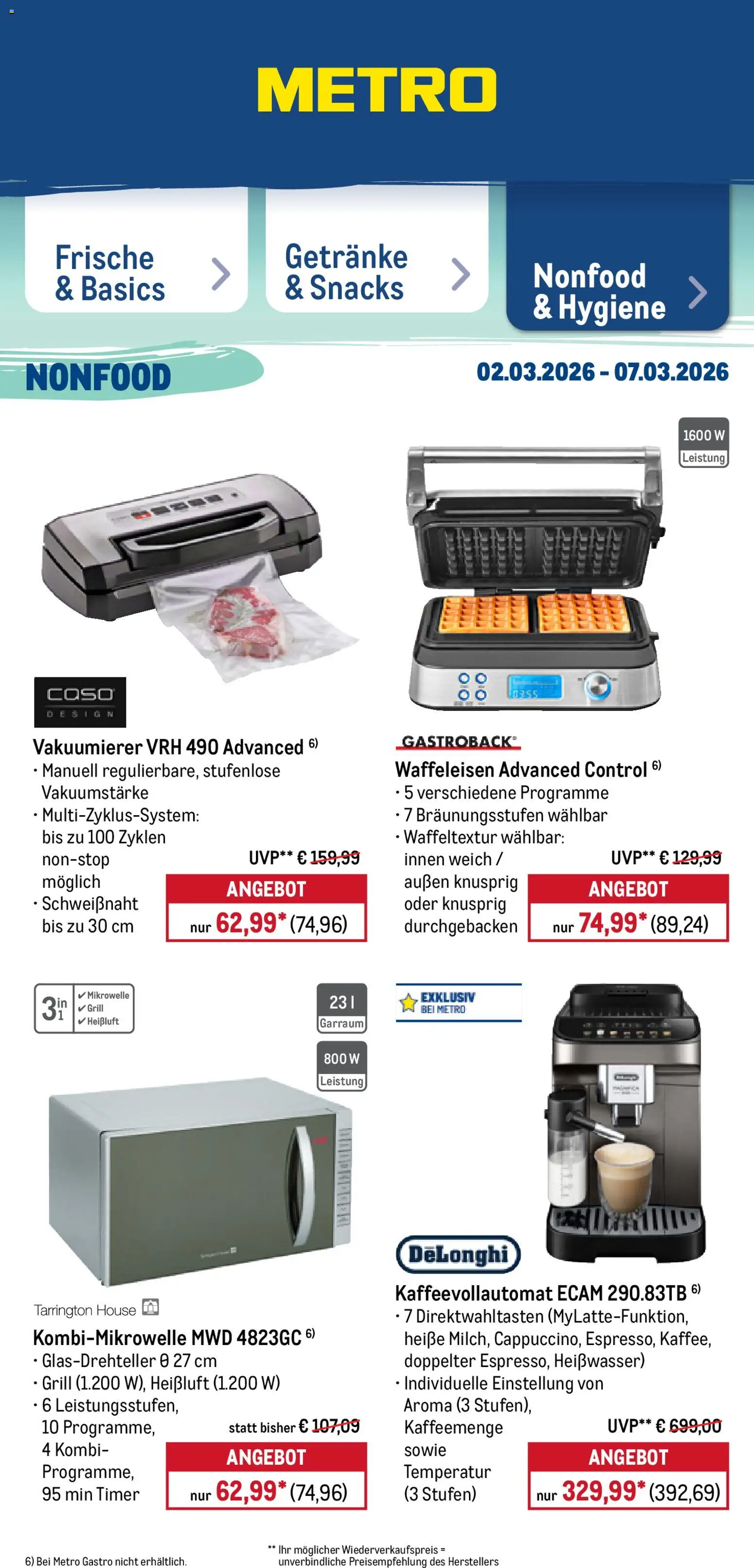 Metro Prospekt 	 – gültig ab 02.03.2026 | Seite: 46 | Produkte: Grill, Vakuumierer, Kaffeevollautomat, Waffeleisen