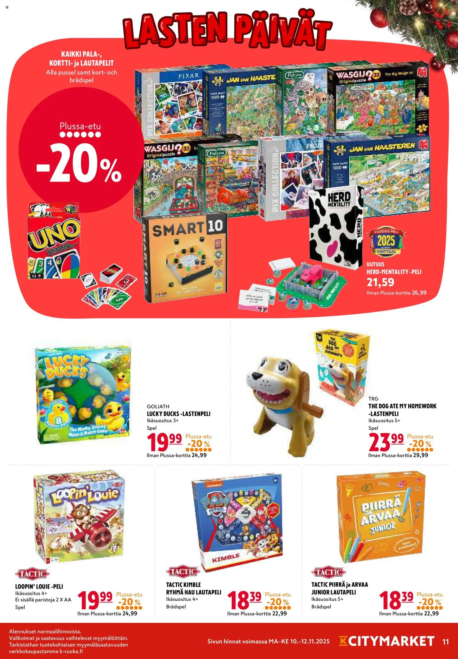 K-Citymarket tarjoukset – voimassa 10.12.2025 alkaen | Sivu: 11 | Tuotteet: Lautapelit, Peli