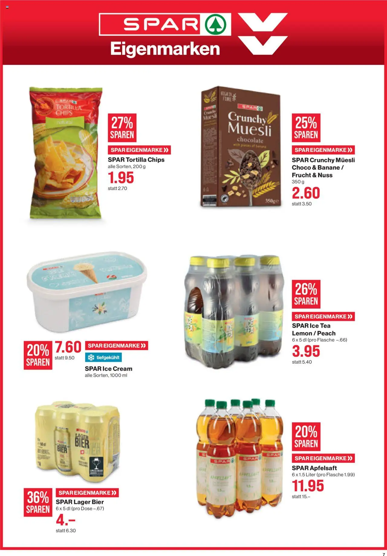 SPAR Aktionen – gültig ab 23.10.2025 | Seite: 7 | Produkte: Apfelsaft, Bier, Chips