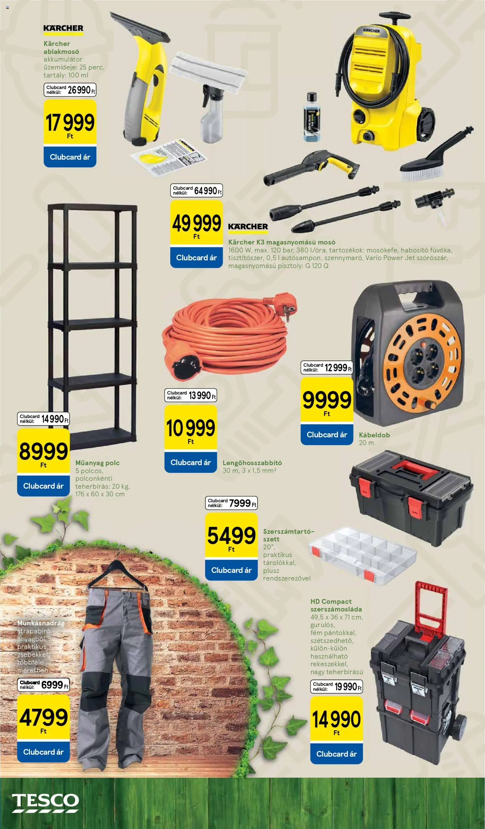 Tesco akciós ujság - amely érvényes a következő dátumtól: 28.04.2026 | Oldal: 14 | Termékek: Munkásnadrág, Polc, Akkumulátor, Szerszámosláda
