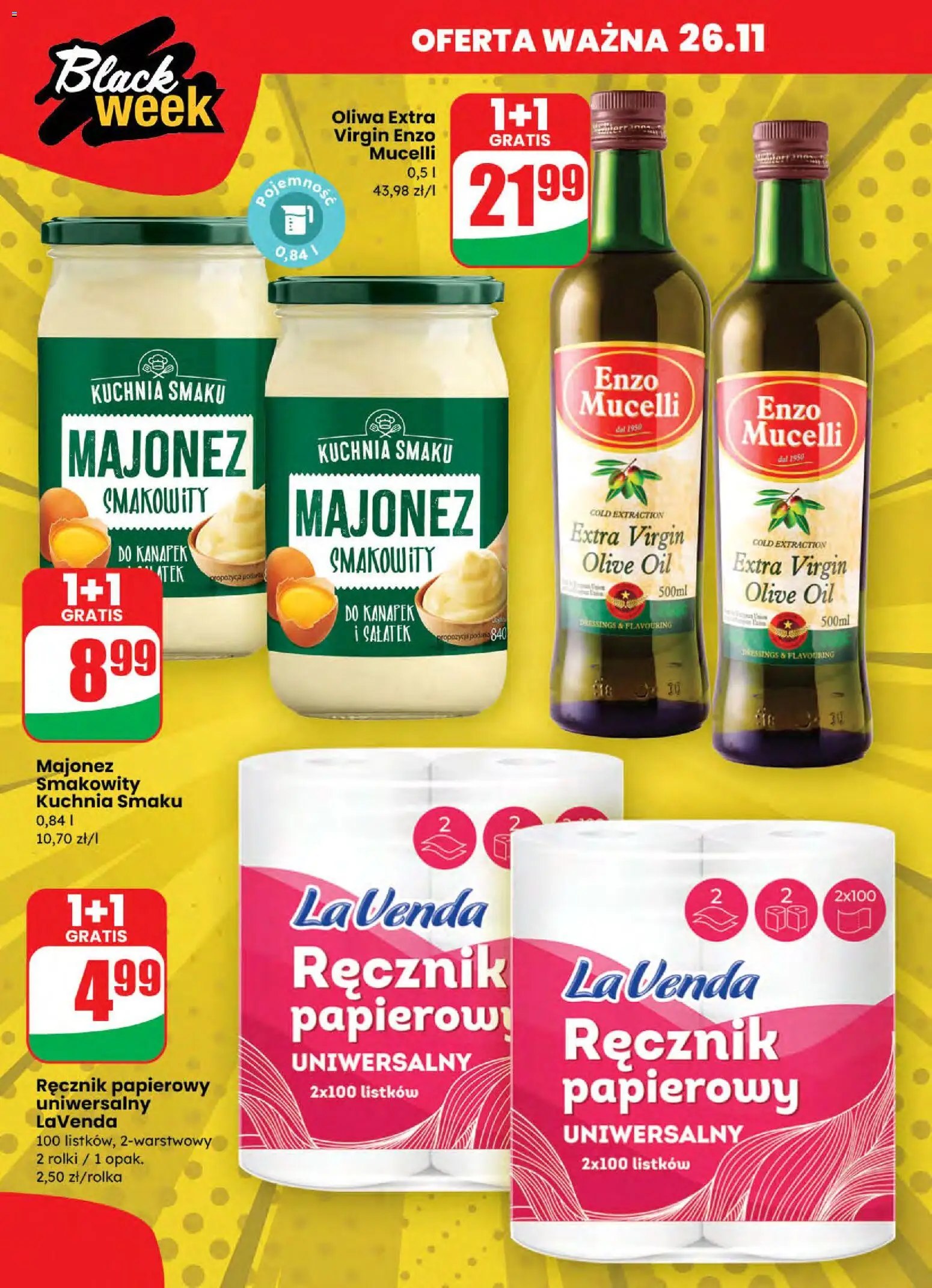 Dino Black Friday od 26.11.2025 | Strona: 4 | Produkty: Rolki, Oliwa extra virgin, Ręcznik papierowy, Majonez