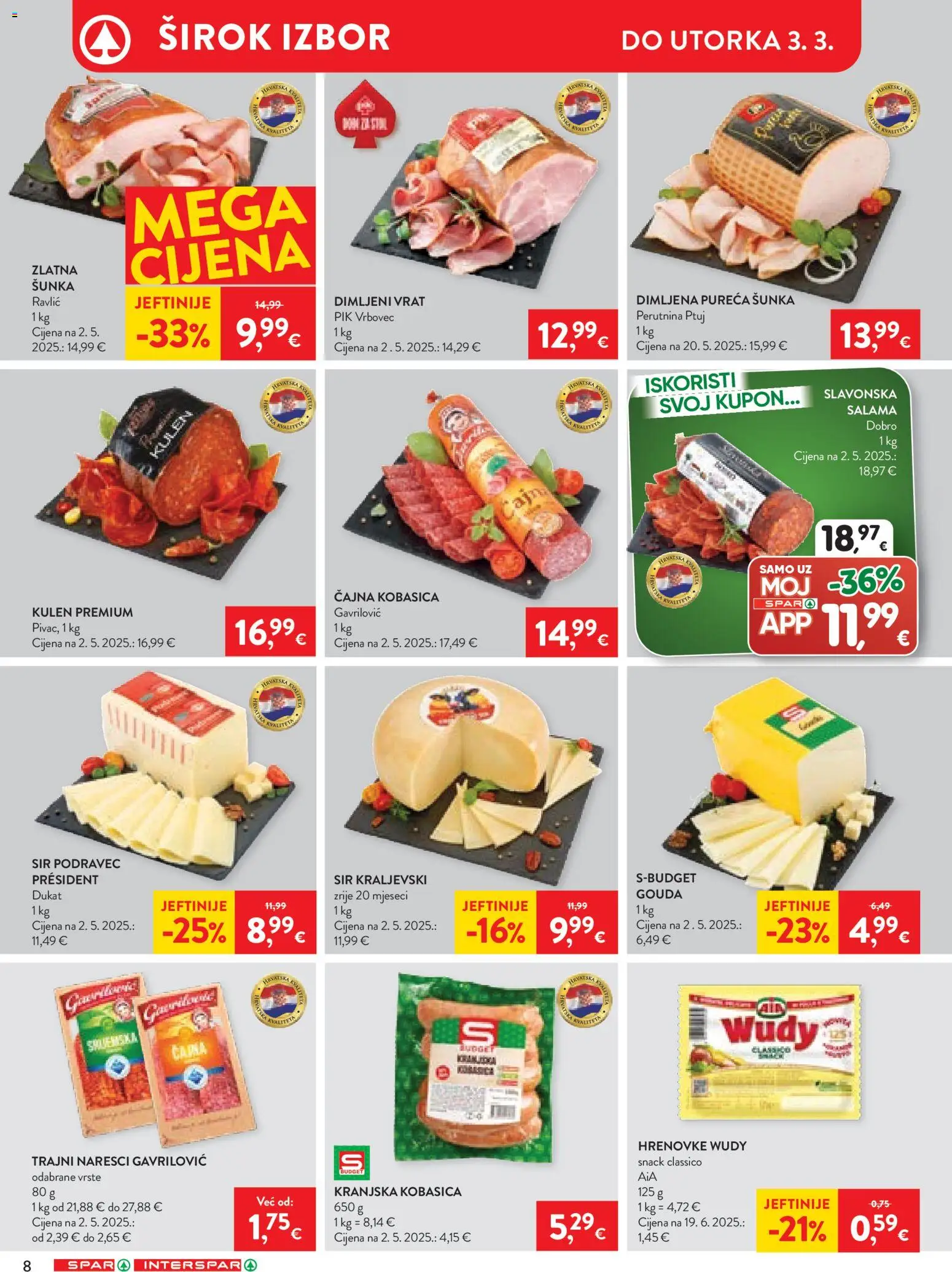 Spar katalog | vrijedi od 25.02.2026 | Stranica: 11 | Proizvodi: Sir, Salama, Šunka, Kobasica