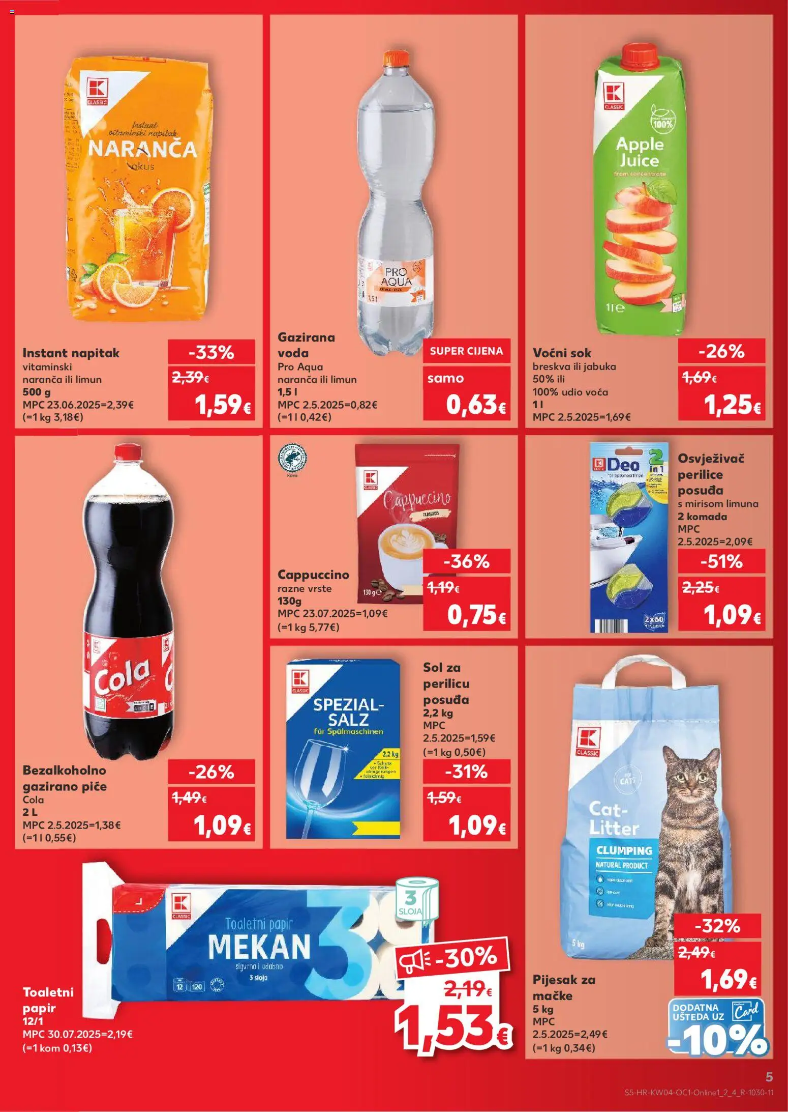 Kaufland katalog | vrijedi od 21.01.2026 | Stranica: 5 | Proizvodi: Voda, Toaletni papir, Limun, Cappuccino