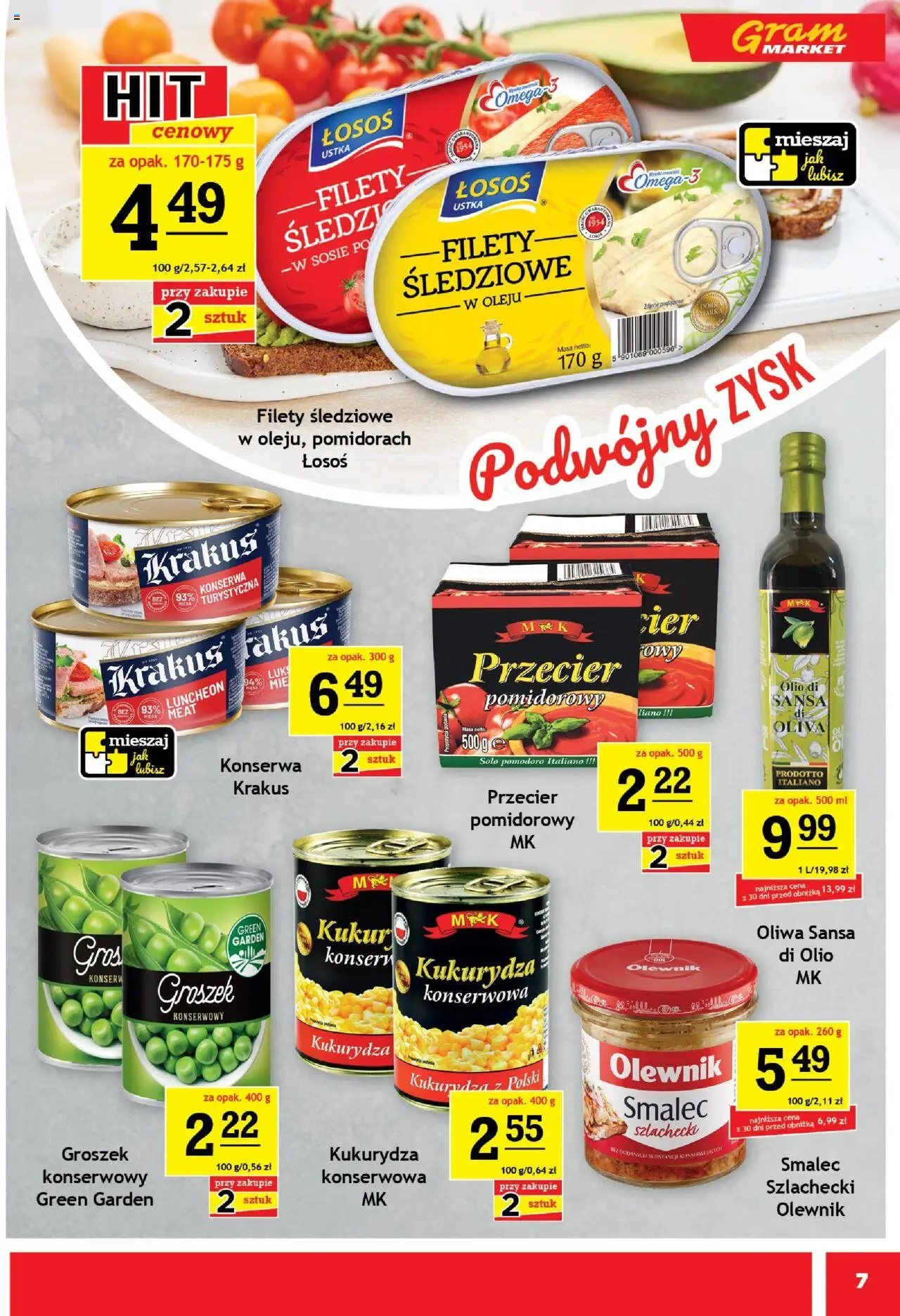 Gram Market Gazetka od 08.10.2025 | Strona: 7 | Produkty: Groszek, Kukurydza, Łosoś