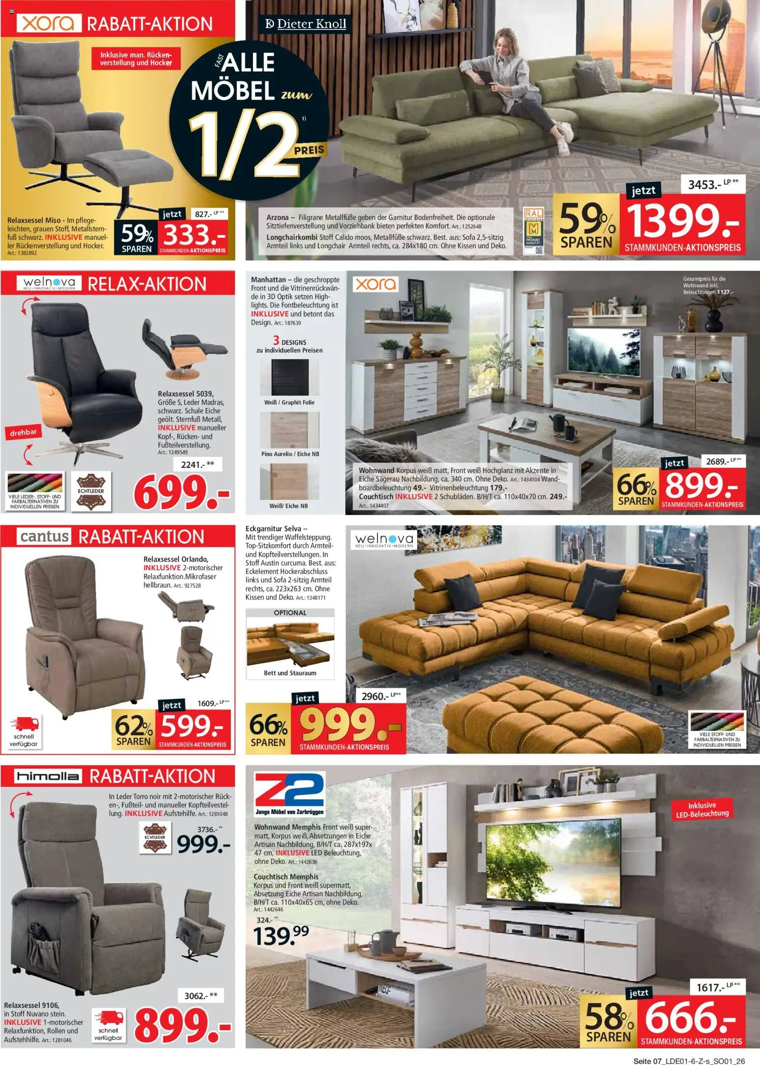 Zurbrüggen Personal-Rabatt für Alle – gültig ab 12.01.2026 | Seite: 7 | Produkte: Hocker, Relaxsessel, Sofa, Couchtisch