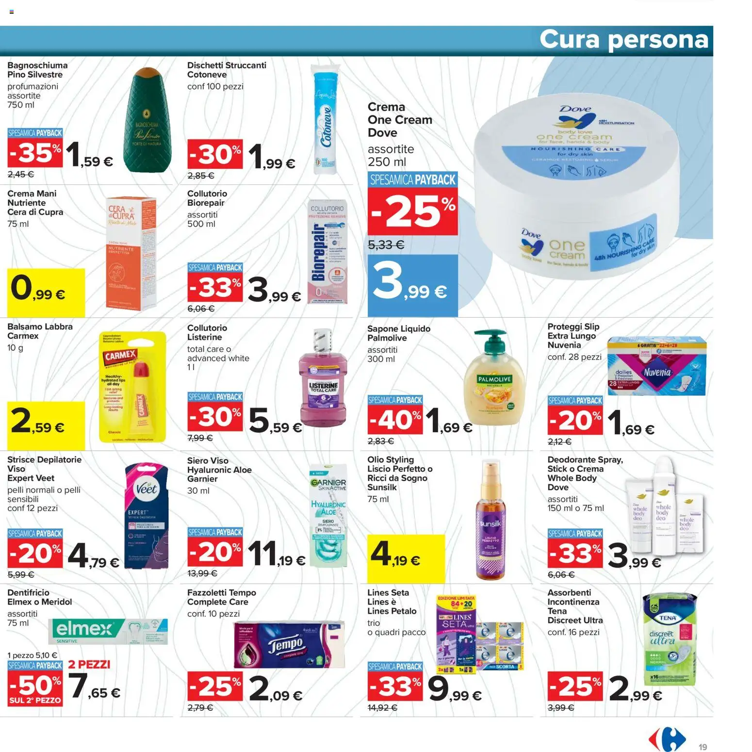 Volantino Carrefour del 02.12.2025 | Pagina: 19 | Prodotti: Deodorante, Dentifricio, Collutorio, Proteggi slip