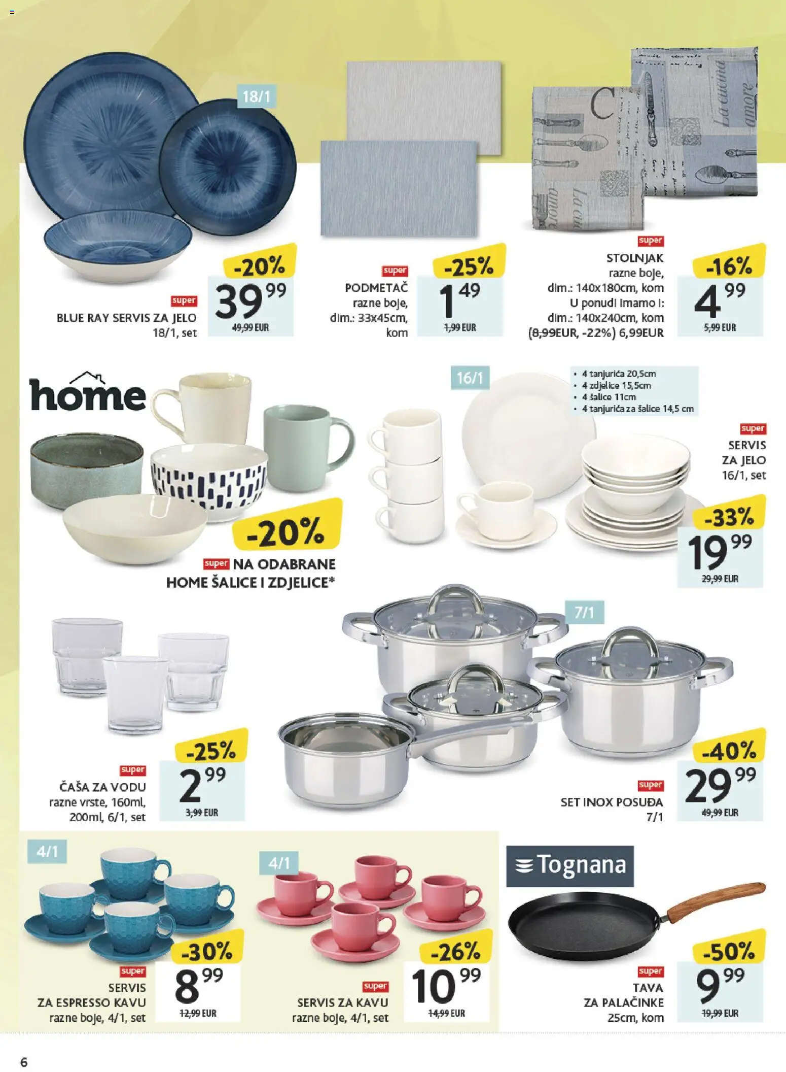 Konzum katalog | vrijedi od 27.04.2026 | Stranica: 6 | Proizvodi: Tognana, Stolnjak, Pan, Tava